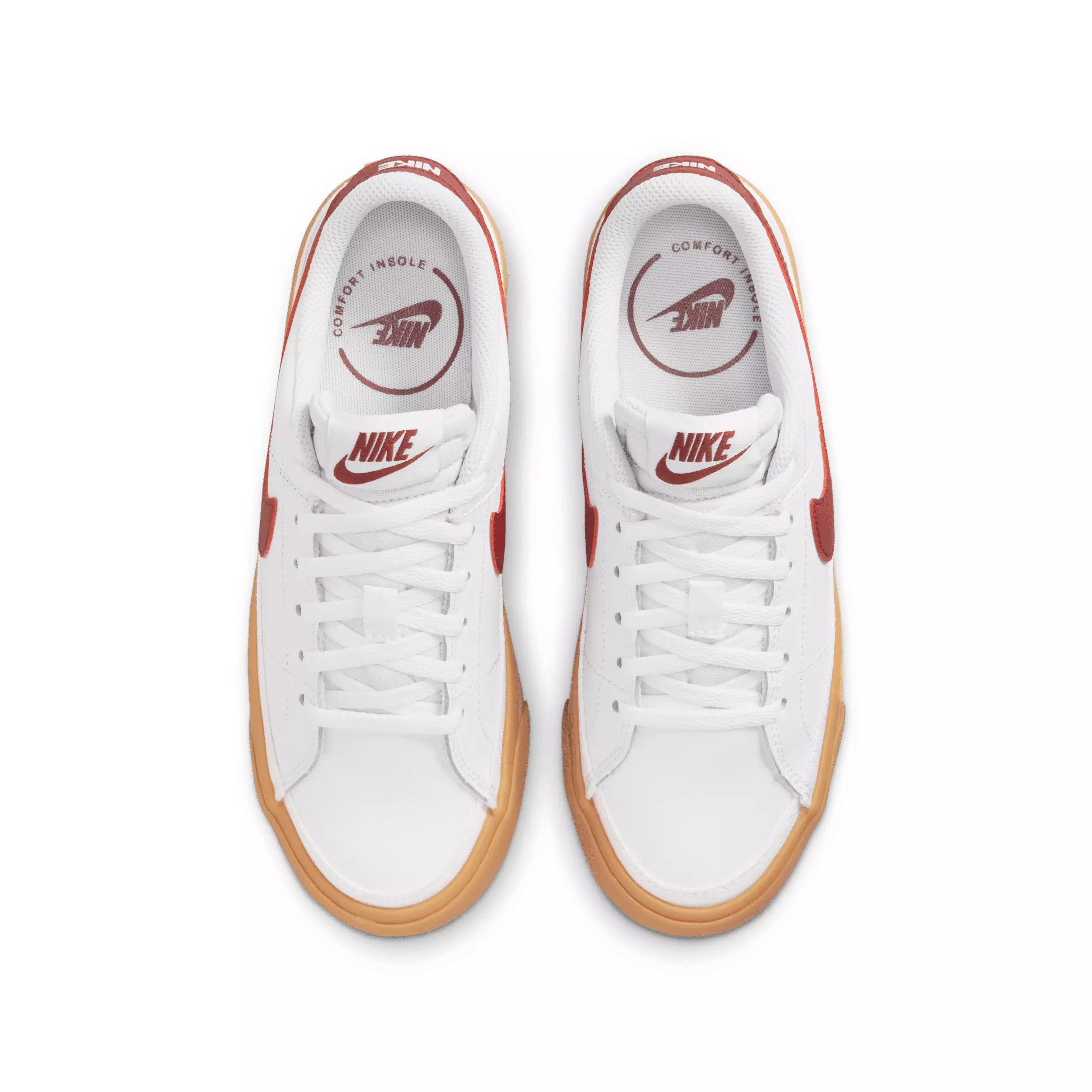 Nike Court Legacy "White/Gum Yellow/Team Red" Grade School Boys' Shoe - WHITE/GUM YELLOW/RED