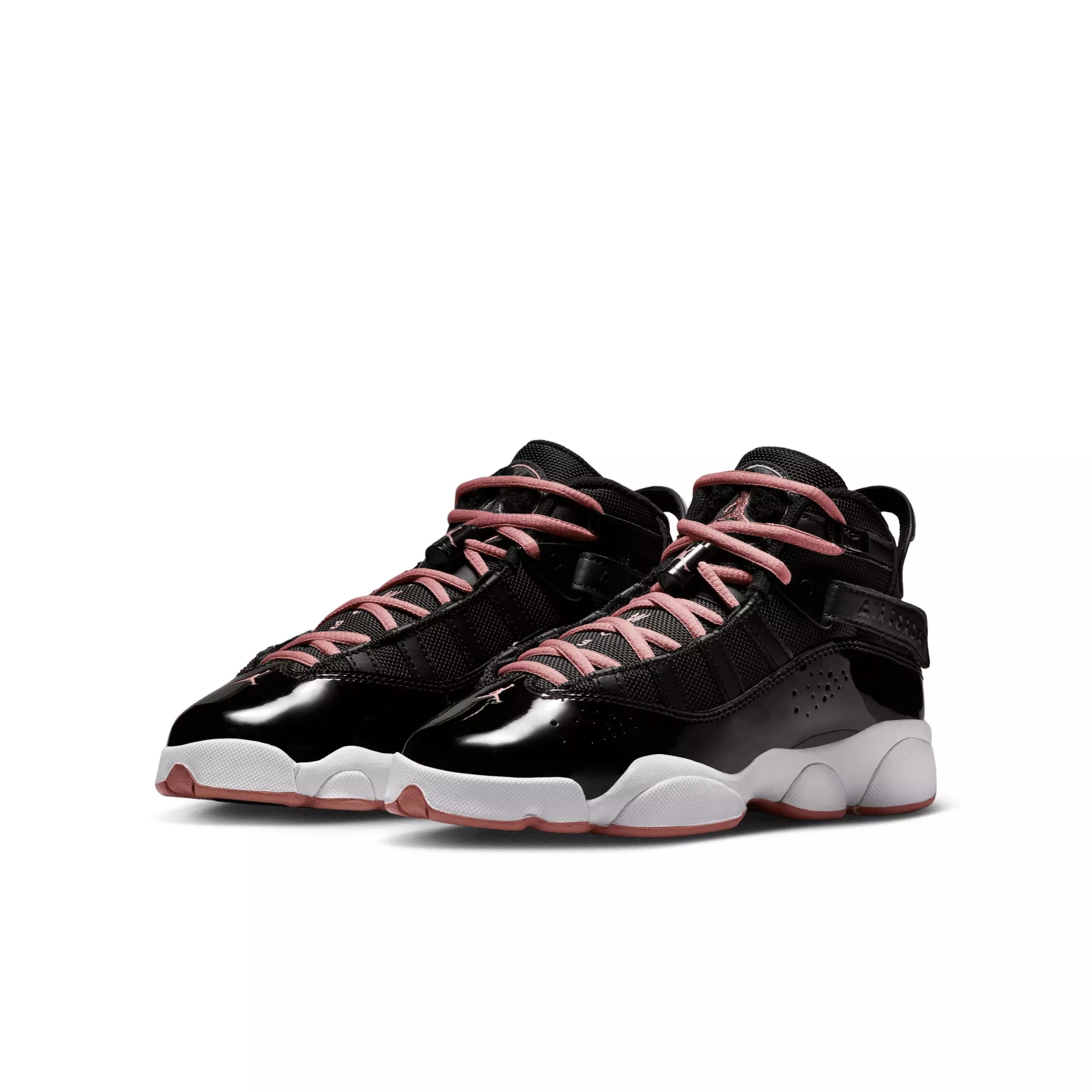 Jordan 6 Rings "Black/White/Anthracite/Rust Pink" Grade School Girls' Shoe - BLACK/WHITE/ANTHRACITE/PINK