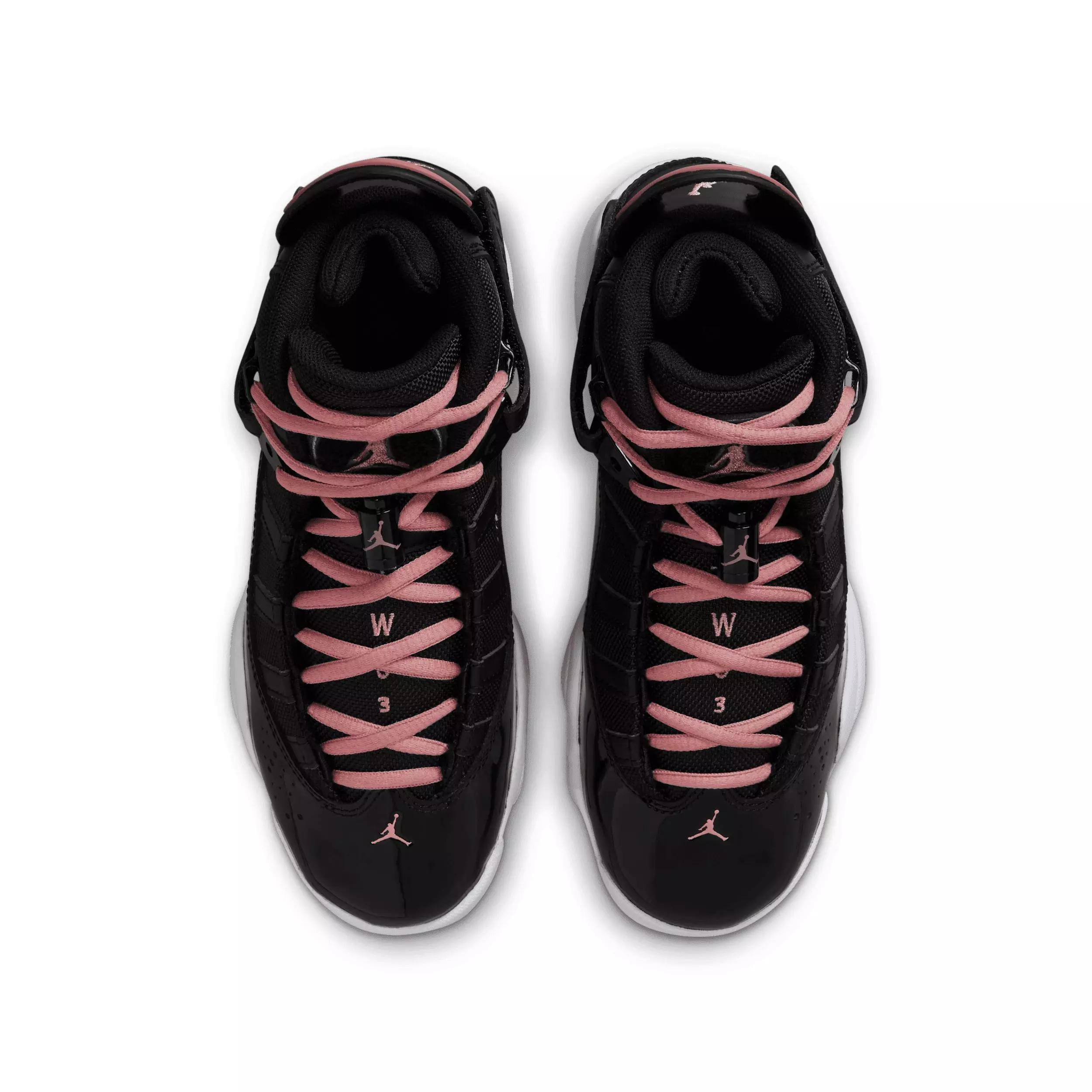 Jordan 6 Rings "Black/White/Anthracite/Rust Pink" Grade School Girls' Shoe - BLACK/WHITE/ANTHRACITE/PINK