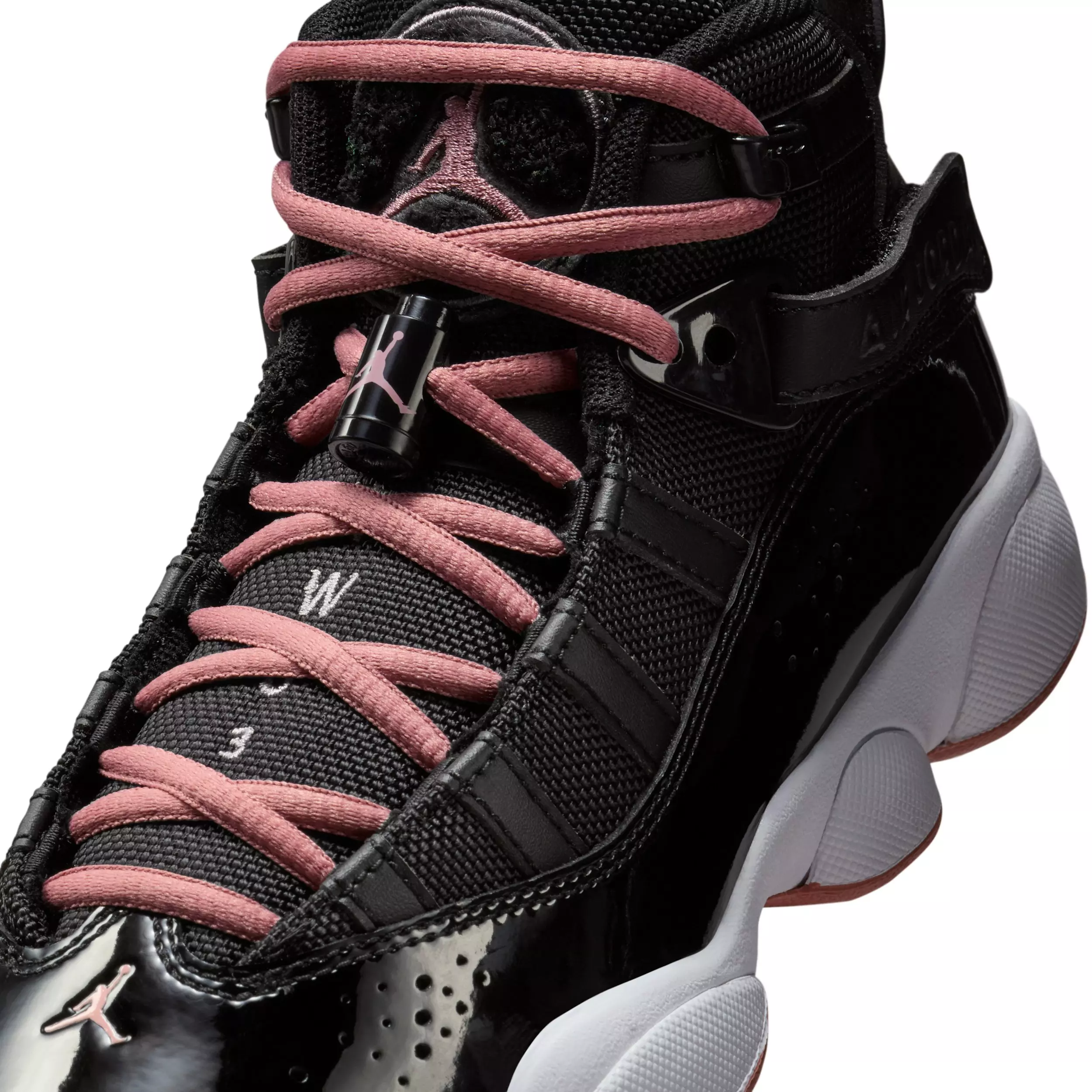 Jordan 6 Rings "Black/White/Anthracite/Rust Pink" Grade School Girls' Shoe - BLACK/WHITE/ANTHRACITE/PINK