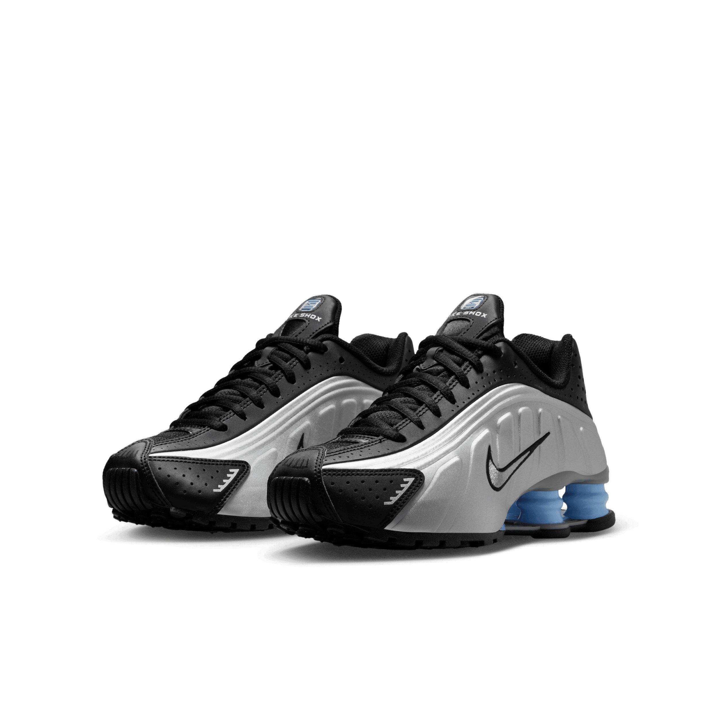 Nike Shox R4 Grade School Boys' "Metallic Silver/Black/Psychic Blue/Metallic Silver" Shoe
