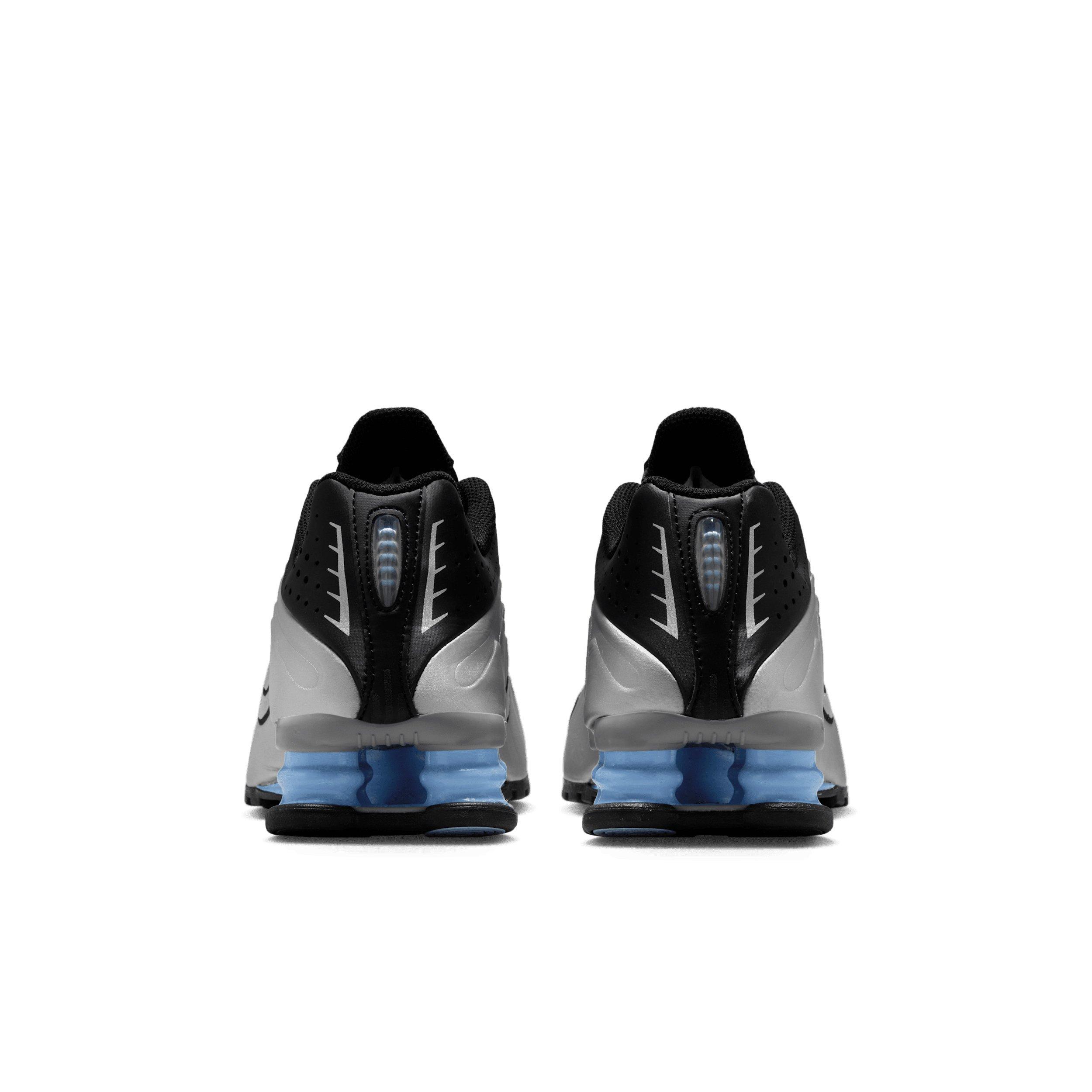 Nike Shox R4 Grade School Boys' "Metallic Silver/Black/Psychic Blue/Metallic Silver" Shoe