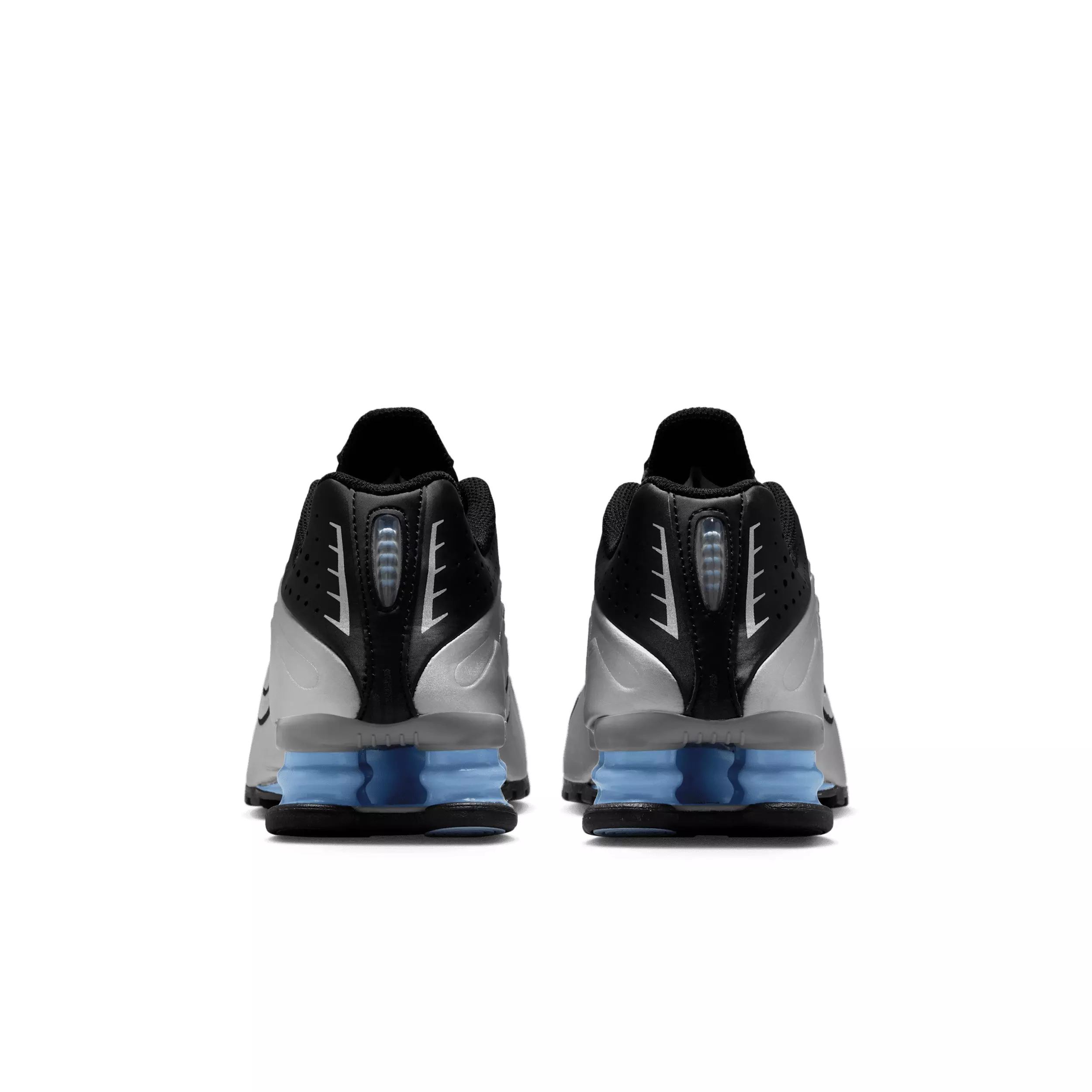 Nike Shox R4 "Metallic Silver/Black/Psychic Blue/Metallic Silver" Grade School Boys' Shoe - SILVER/BLACK/BLUE/SILVER
