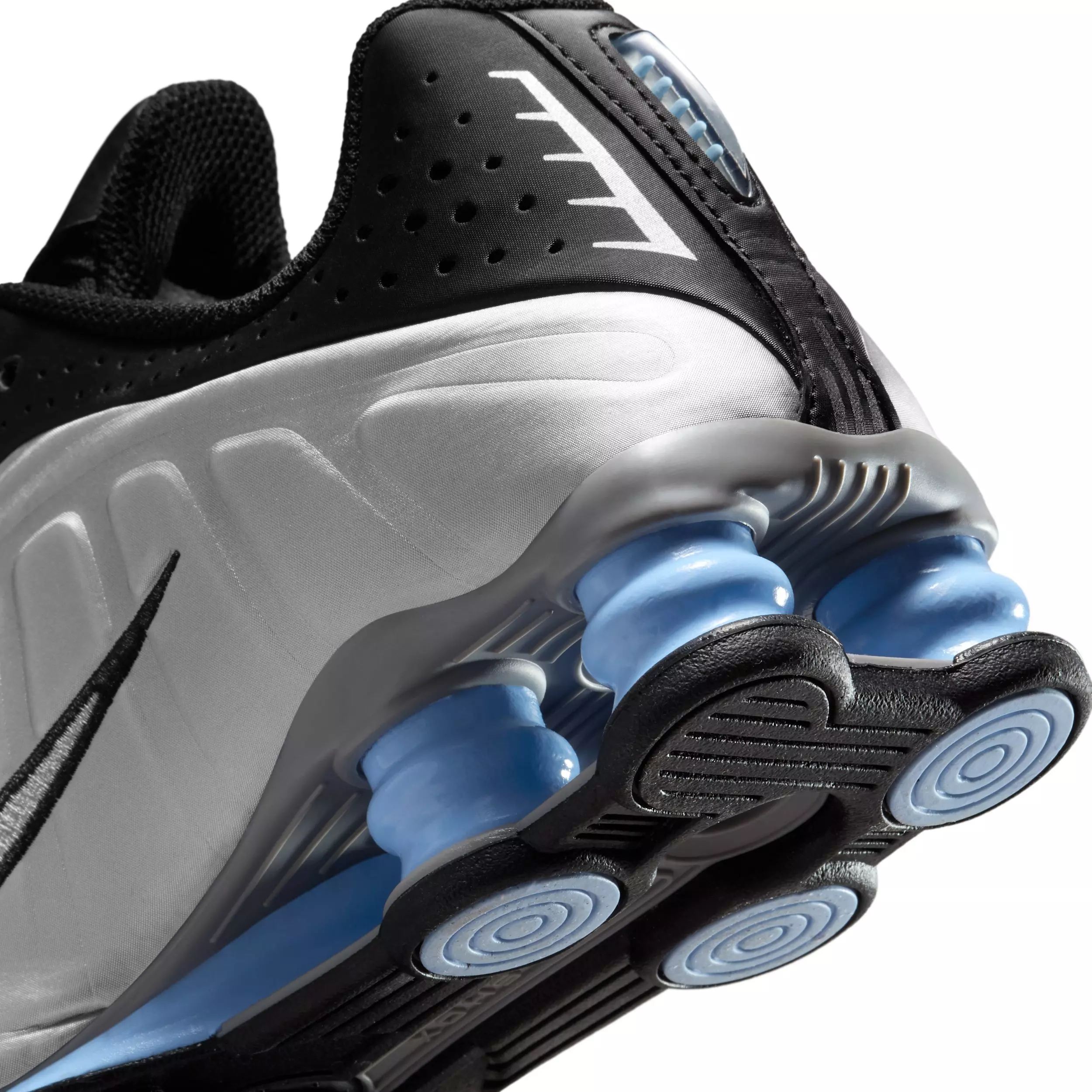 Nike Shox R4 "Metallic Silver/Black/Psychic Blue/Metallic Silver" Grade School Boys' Shoe - SILVER/BLACK/BLUE/SILVER