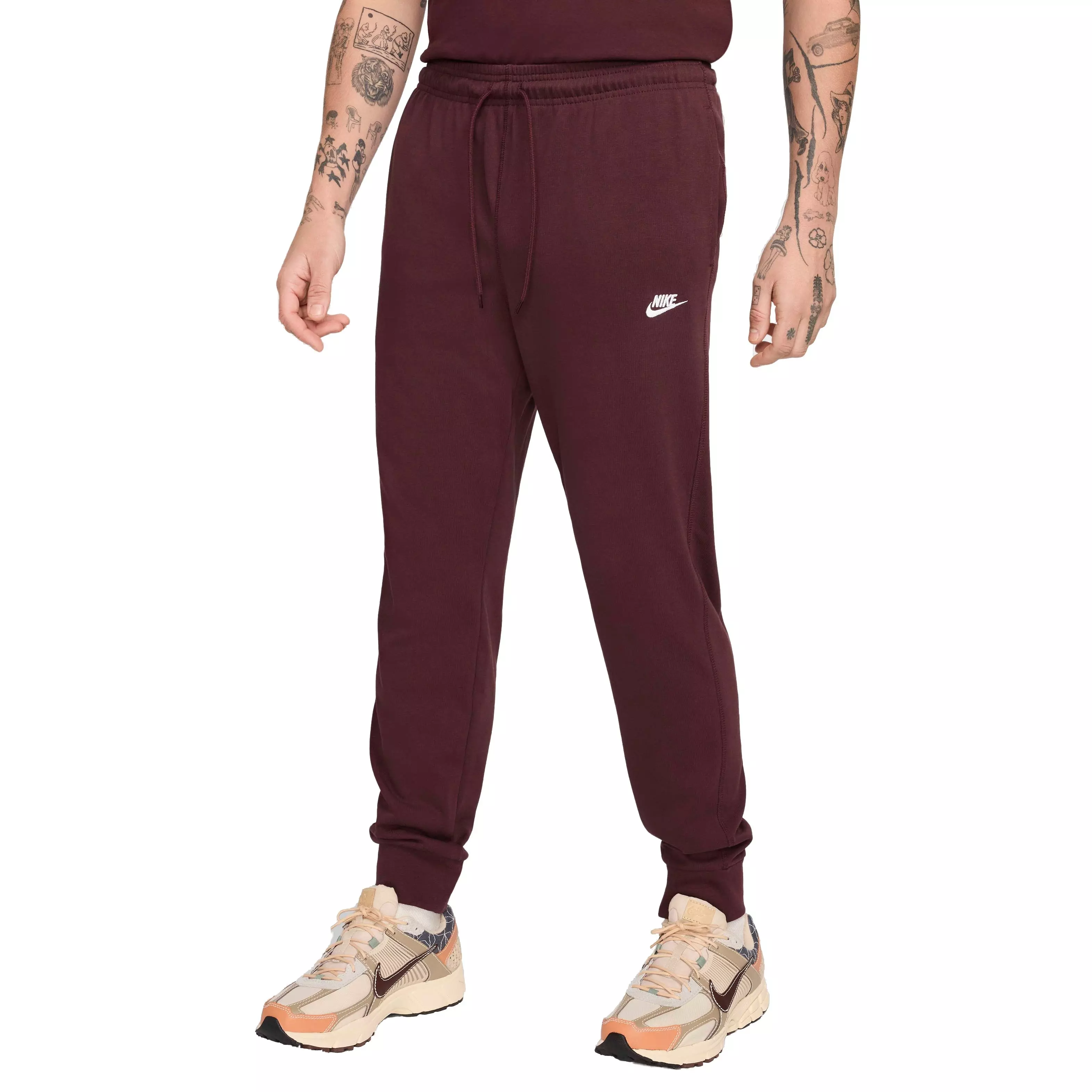 Nike Men's Club Knit Joggers - Burgundy - BURGUNDY