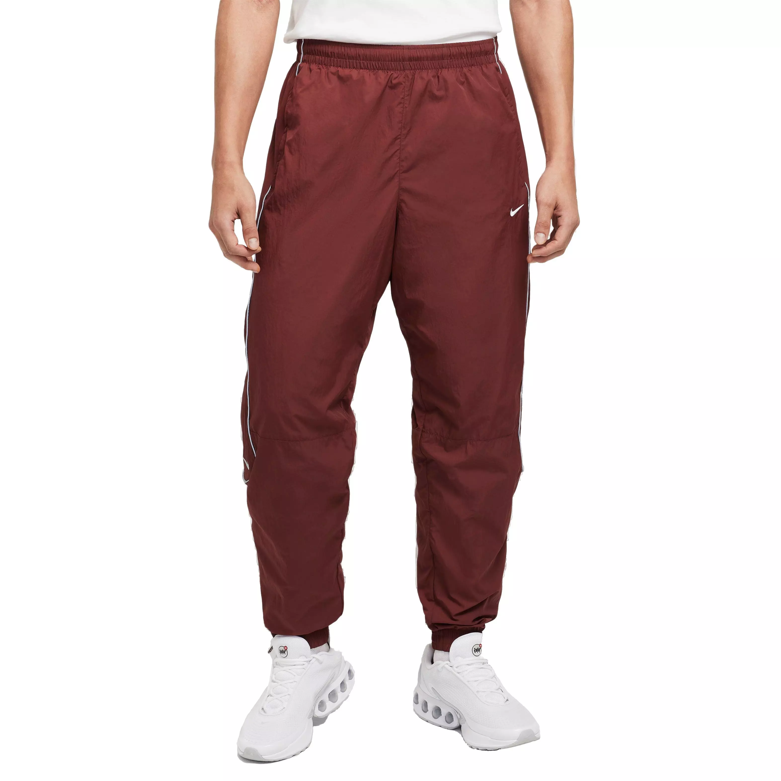 Nike Men's Solo Swoosh Tracksuit Pants-Dark Red - DARK RED