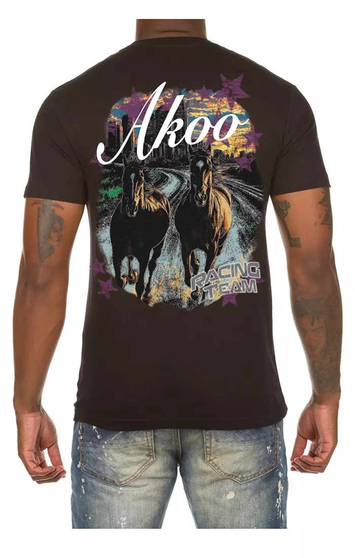 AKOO Men's Chariots Short Sleeve Graphic Tee - BLACK