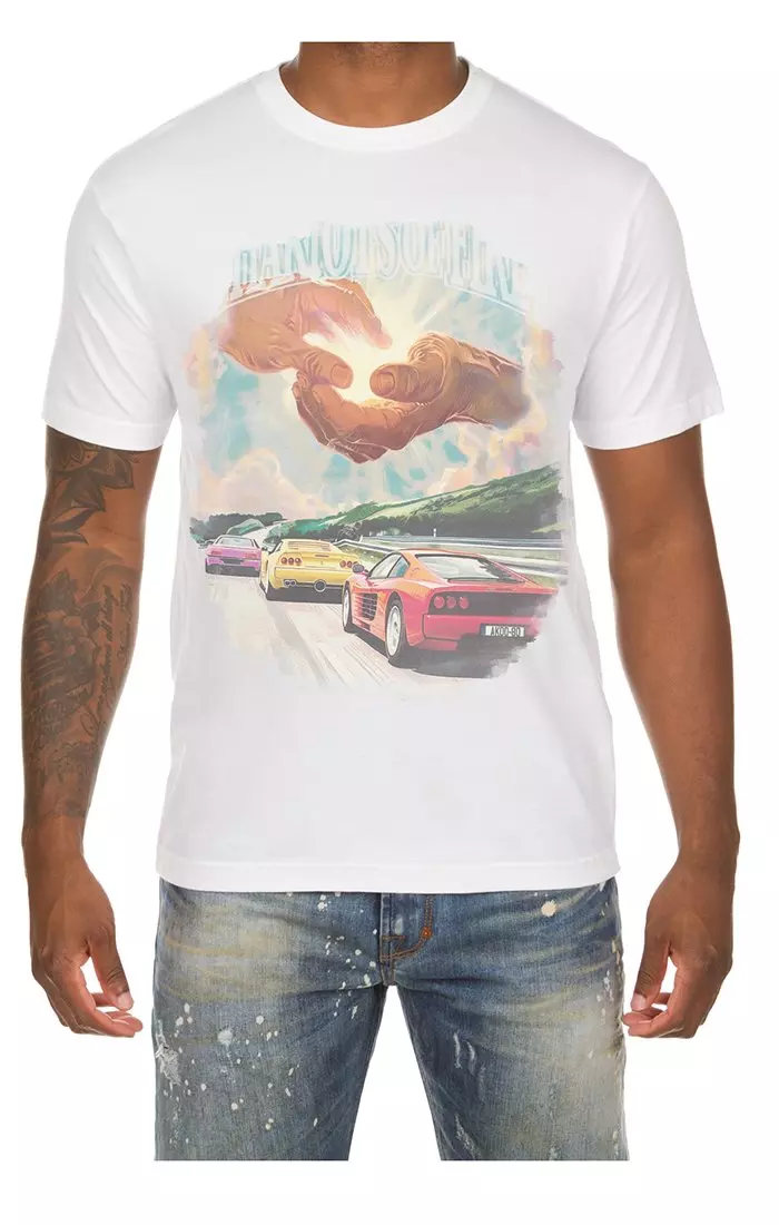 AKOO Men's Chariots Short Sleeve Graphic Tee - WHITE