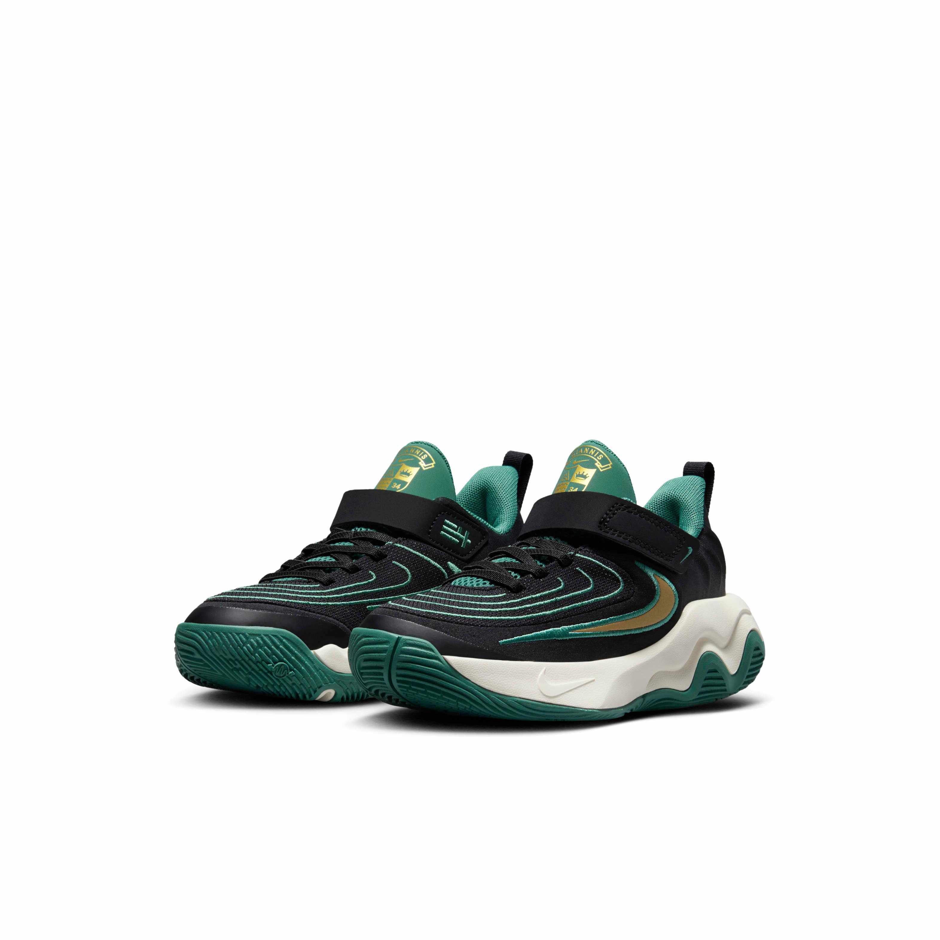 Nike Giannis Immortality 4 Preschool Boys' "Black/Bicoastal/Pale Ivory/Gold" Basketball Shoe