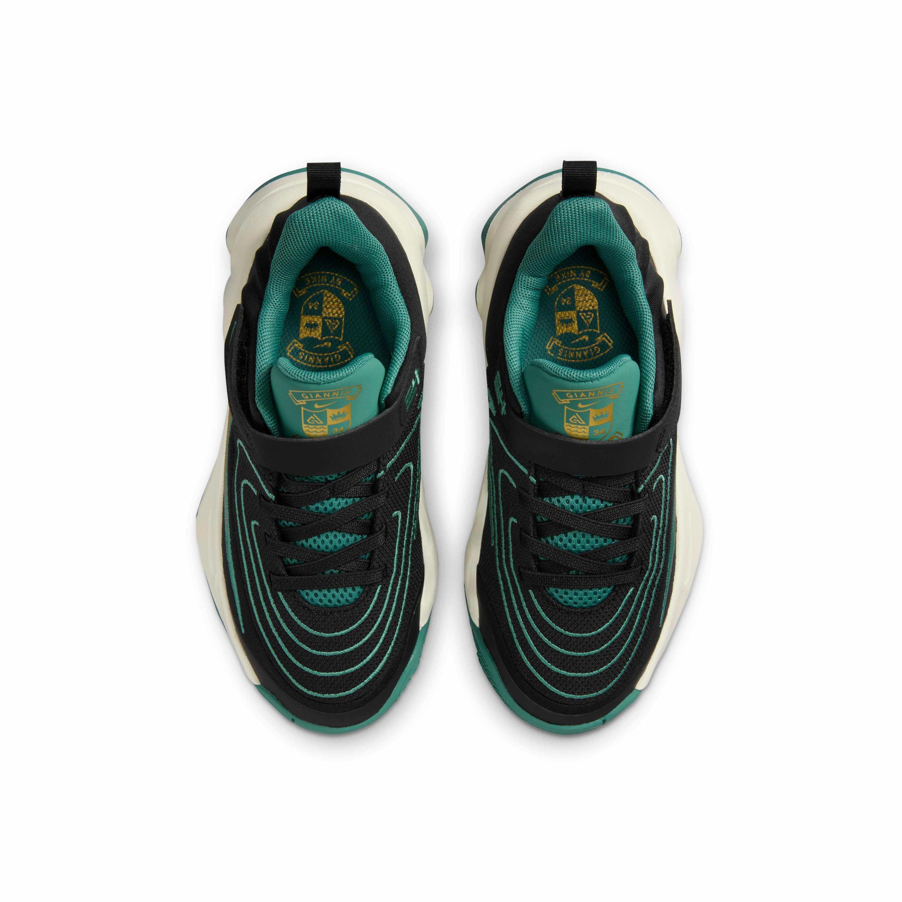 Nike Giannis Immortality 4 Preschool Boys' "Black/Bicoastal/Pale Ivory/Gold" Basketball Shoe