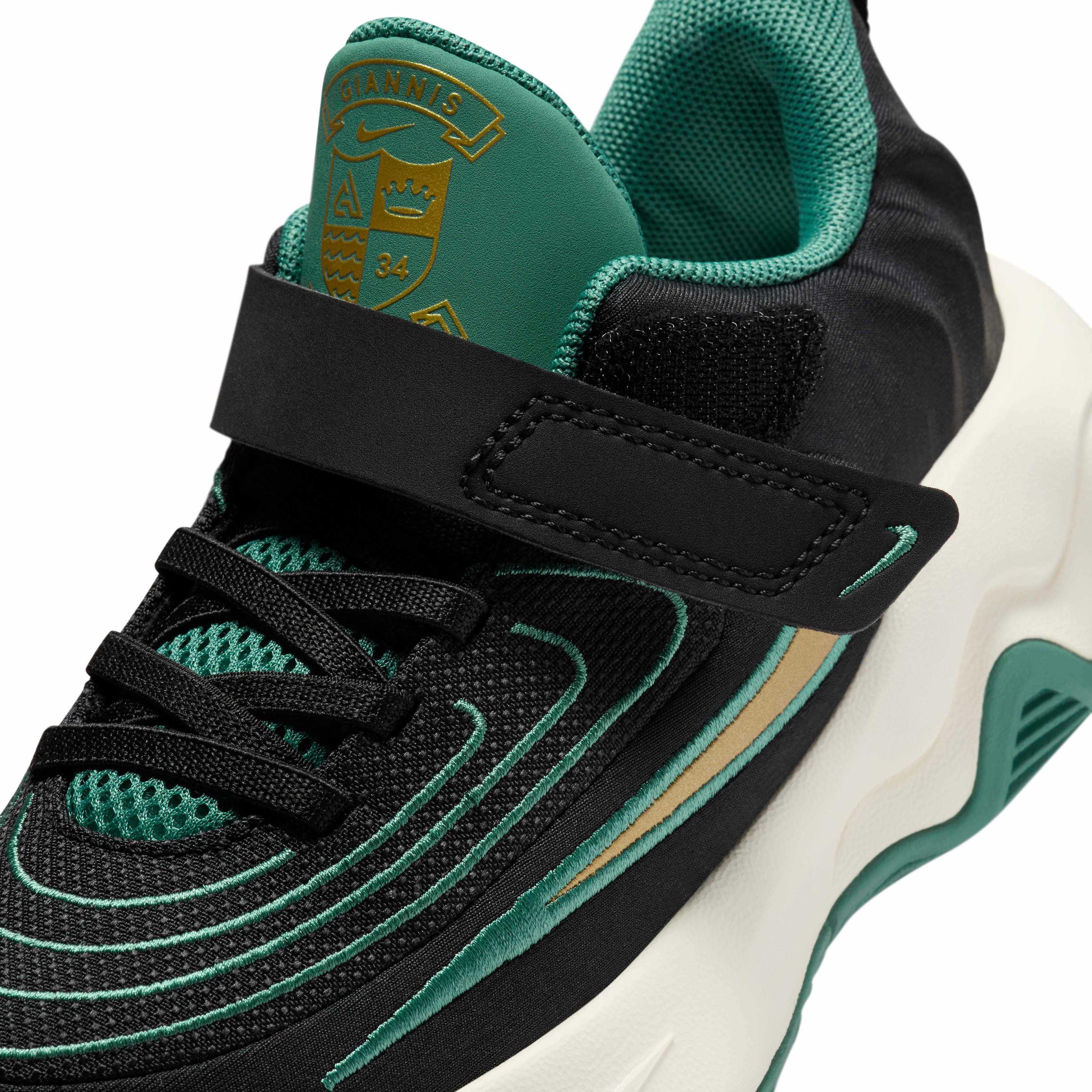 Nike Giannis Immortality 4 Preschool Boys' "Black/Bicoastal/Pale Ivory/Gold" Basketball Shoe