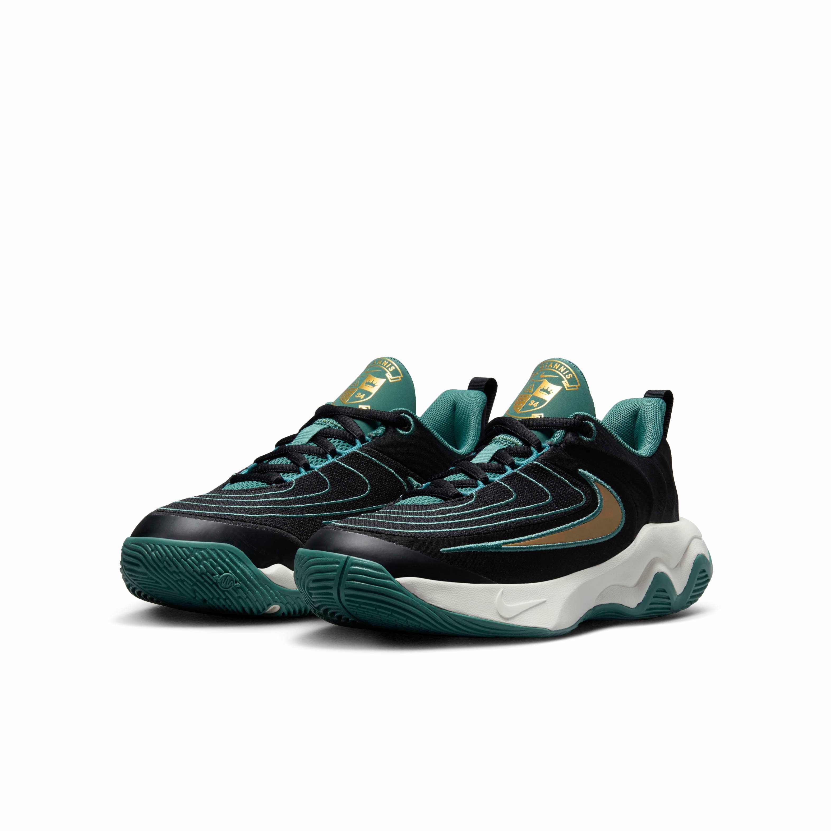Nike Giannis Immortality 4 Grade School Boys' "Black/Bicoastal/Pale Ivory/Gold" Basketball Shoe
