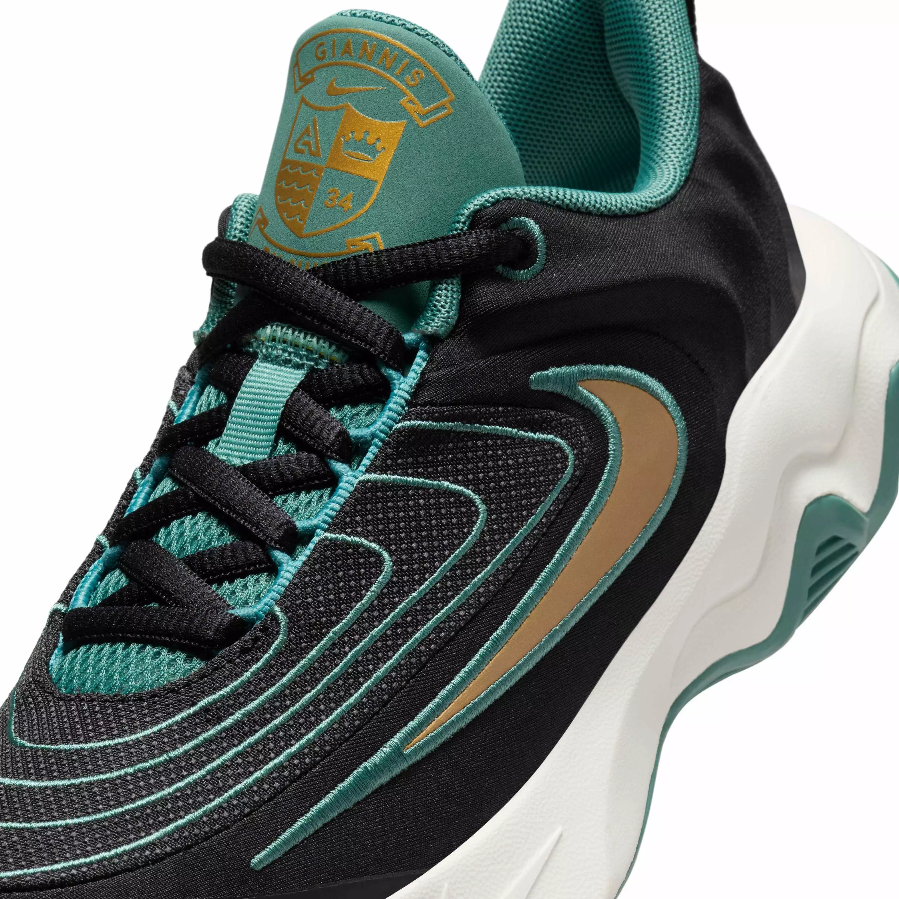 Nike Giannis Immortality 4 "Black/Bicoastal/Pale Ivory/Gold" Grade School Boys' Basketball Shoe - BLACK/BICOASTAL/IVORY/GOLD