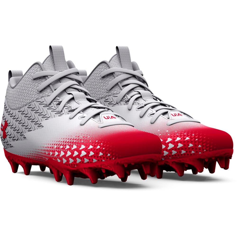 Red and white under armour football cleats on sale