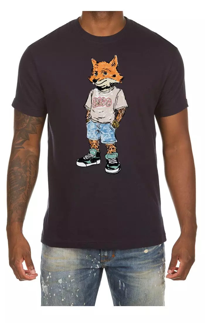 AKOO Men's Floral Slick Short Sleeve Graphic Tee - NAVY