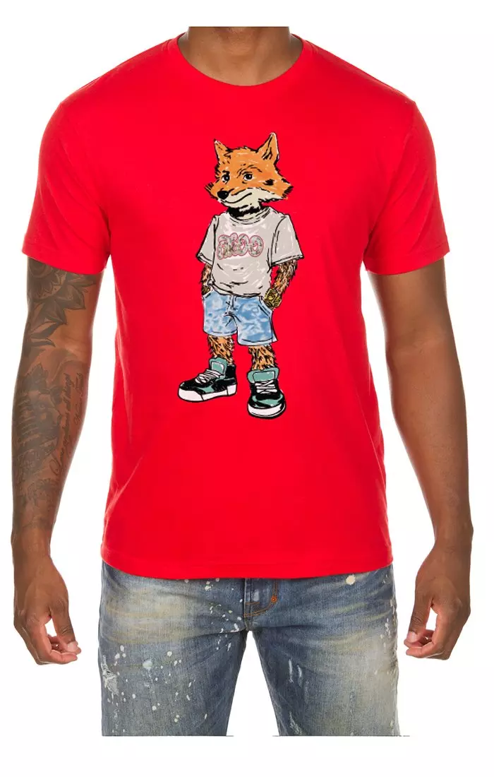 AKOO Men's Floral Slick Short Sleeve Graphic Tee - RED