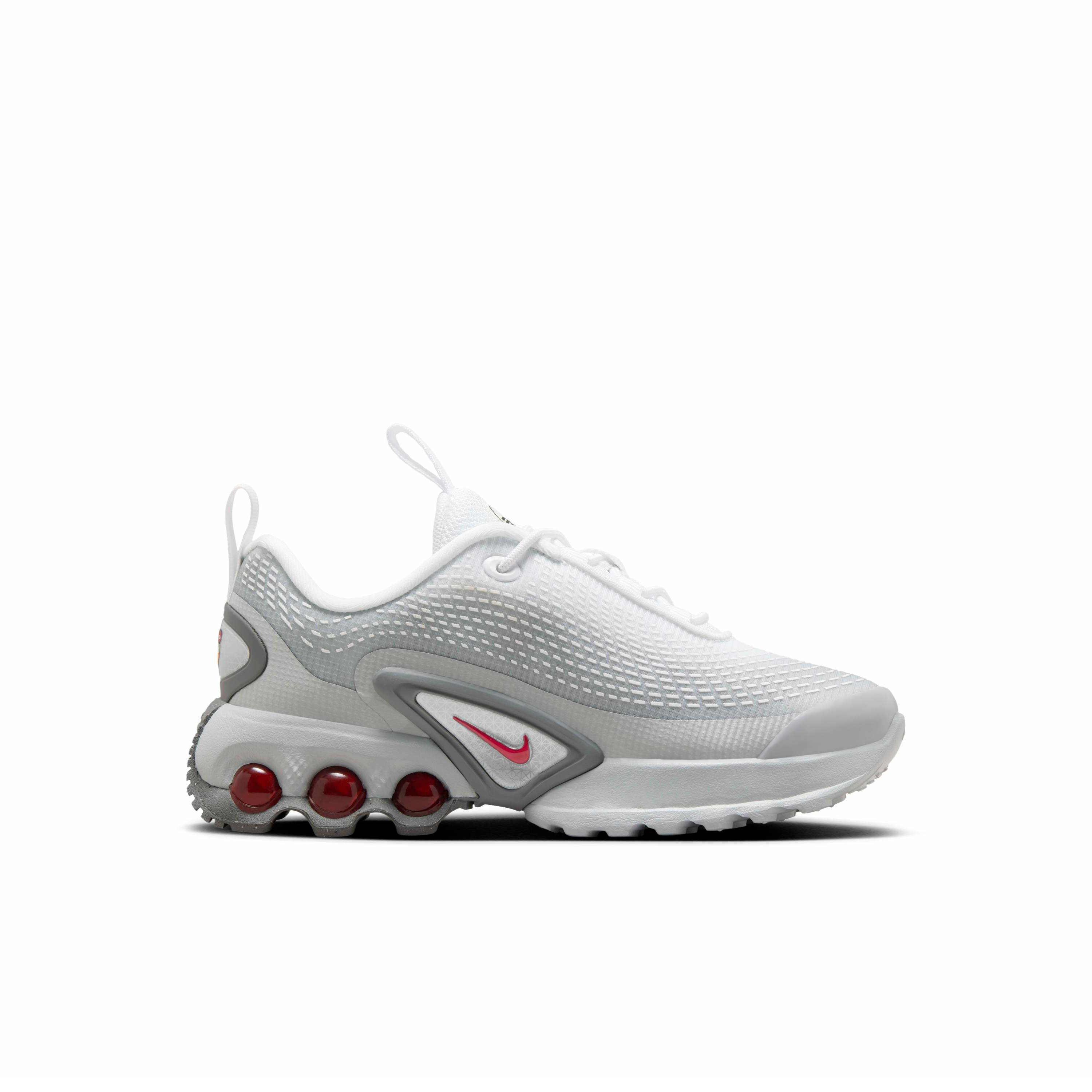 Nike Air Max Dn "Light Smoke Grey/White/Smoke Grey/University Red" Preschool Boys' Shoe - LT GREY/WHITE/GREY/RED Thumbnail View 1