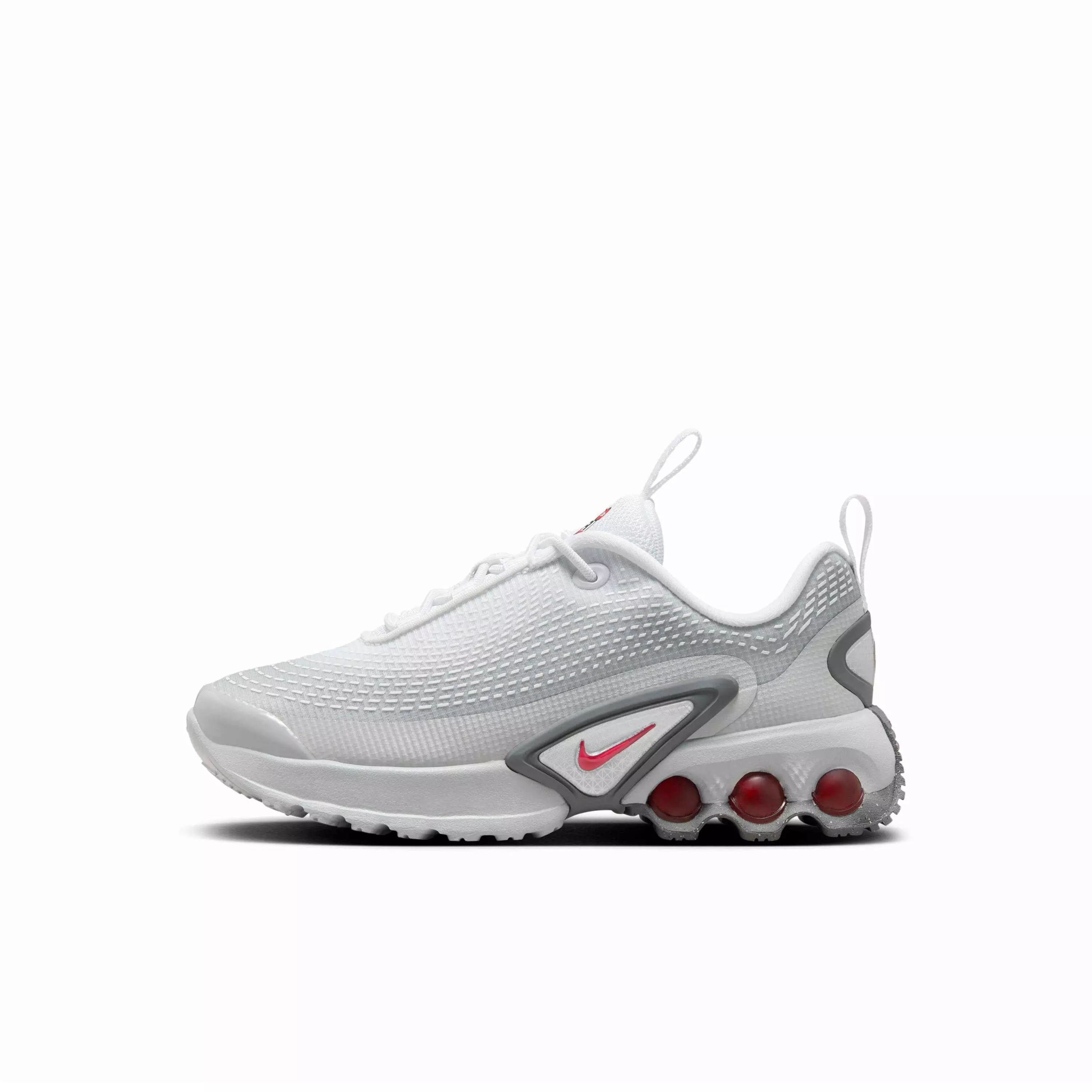 Nike Air Max Dn "Light Smoke Grey/White/Smoke Grey/University Red" Preschool Boys' Shoe - LT GREY/WHITE/GREY/RED