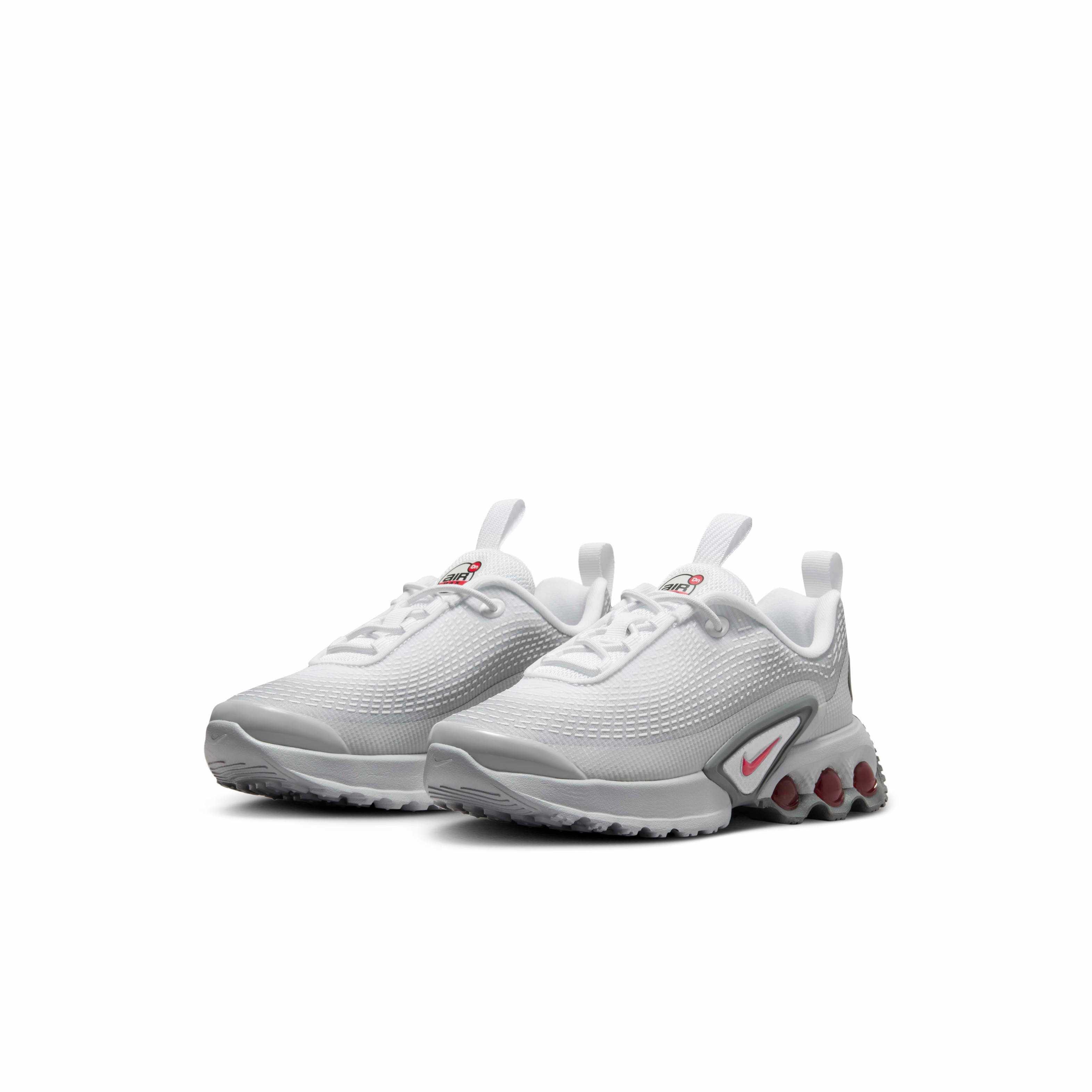 Nike Air Max Dn "Light Smoke Grey/White/Smoke Grey/University Red" Preschool Boys' Shoe - LT GREY/WHITE/GREY/RED Thumbnail View 3