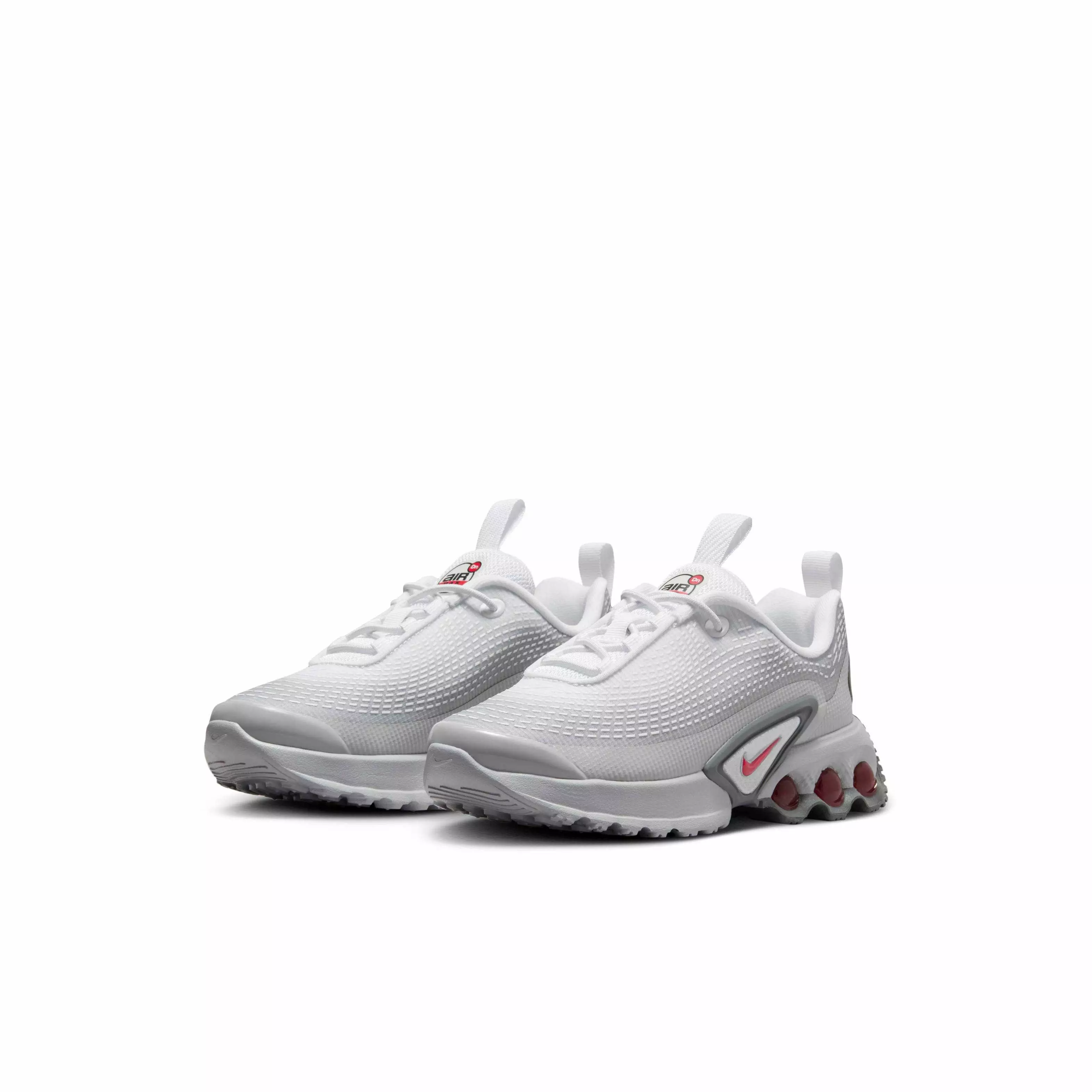 Nike Air Max Dn "Light Smoke Grey/White/Smoke Grey/University Red" Preschool Boys' Shoe - LT GREY/WHITE/GREY/RED