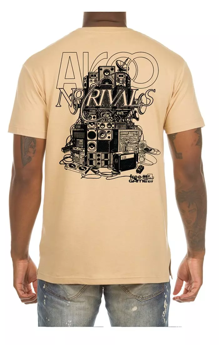 AKOO Men's Soundwave Short Sleeve Graphic Tee - SAND