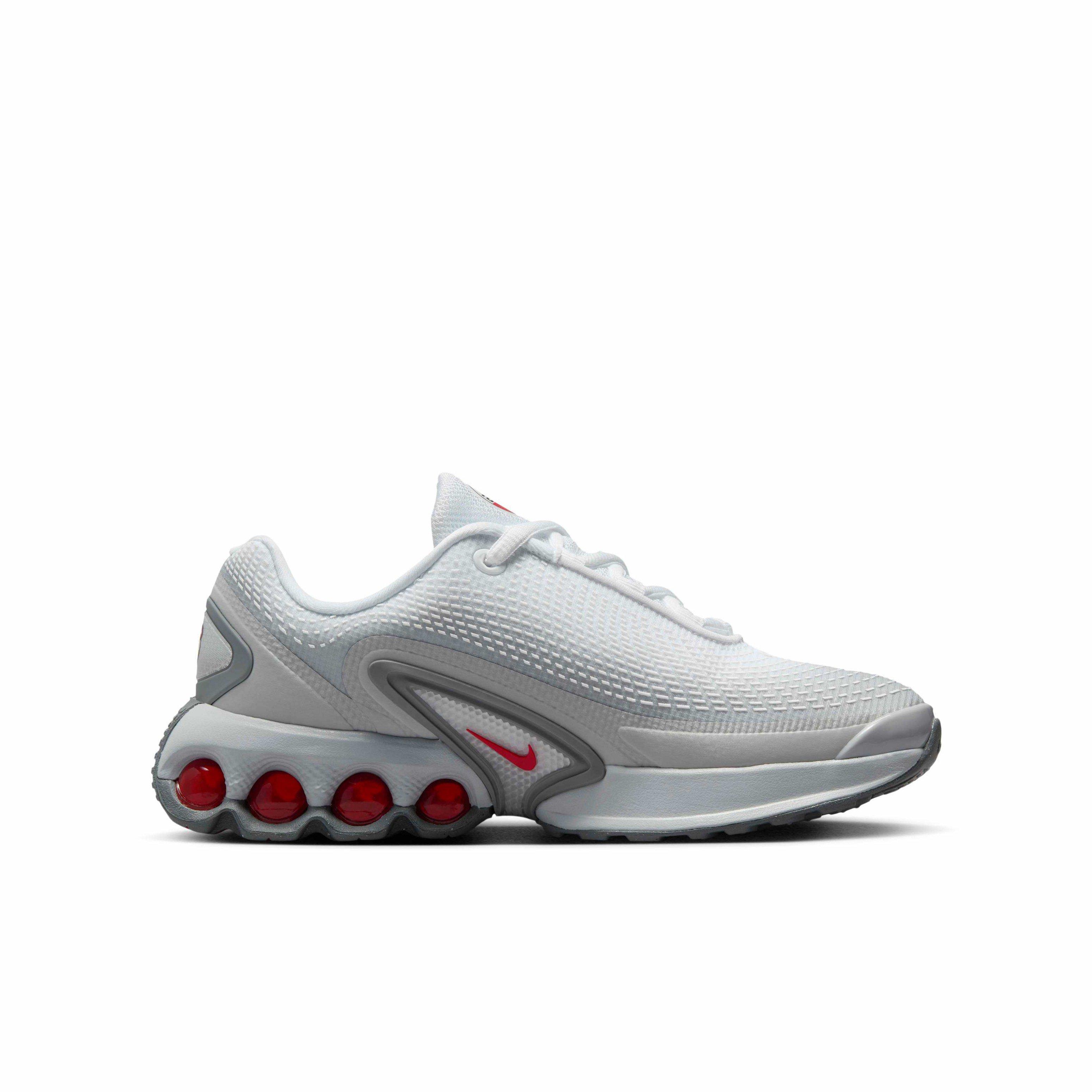 Nike Air Max Dn "Light Smoke Grey/White/Smoke Grey/University Red" Grade School Boys' Shoe - LT GREY/WHITE/GREY/RED Thumbnail View 1