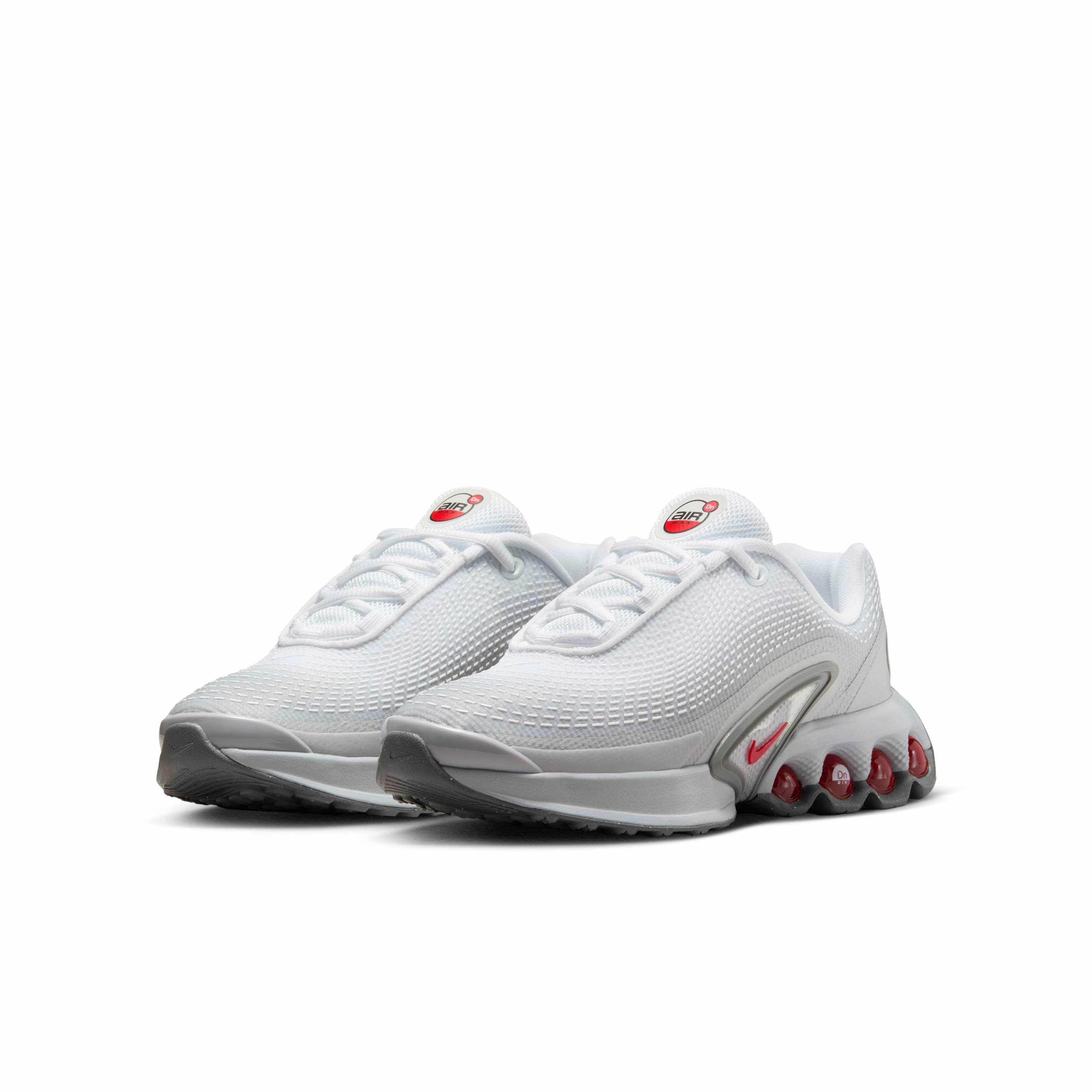 Nike Air Max Dn "Light Smoke Grey/White/Smoke Grey/University Red" Grade School Boys' Shoe - LT GREY/WHITE/GREY/RED Thumbnail View 3