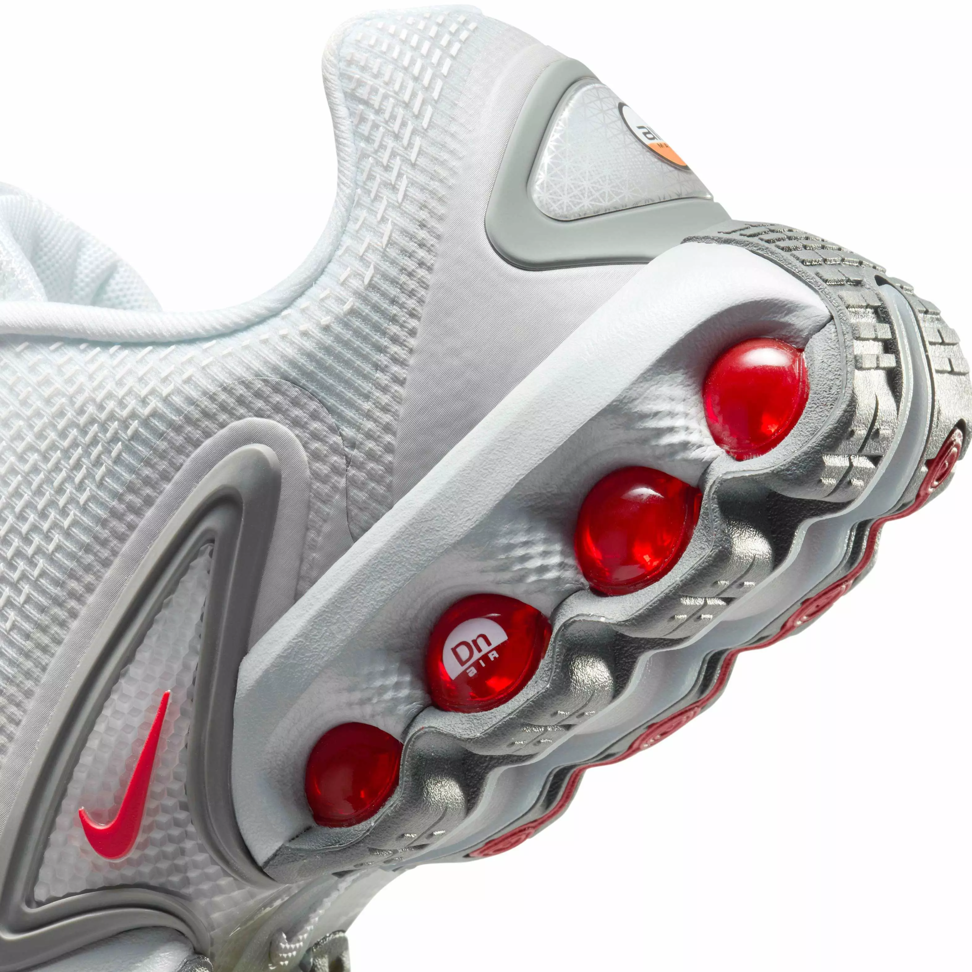 Nike Air Max Dn "Light Smoke Grey/White/Smoke Grey/University Red" Grade School Boys' Shoe - LT GREY/WHITE/GREY/RED