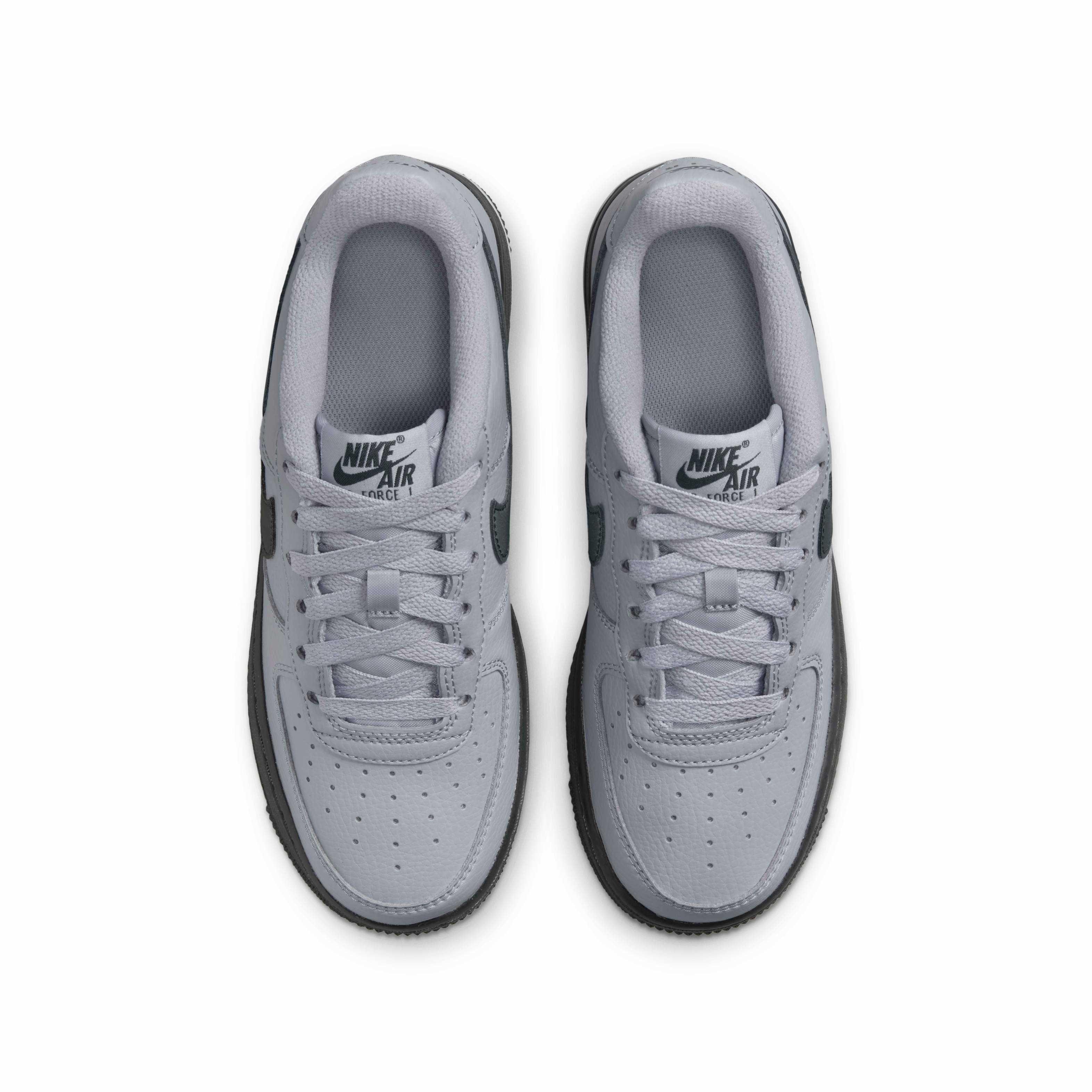 Nike Air Force 1 "Wolf Grey/Dark Smoke Grey" Grade School Boys' Shoe - GREY/DK GREY Thumbnail View 4