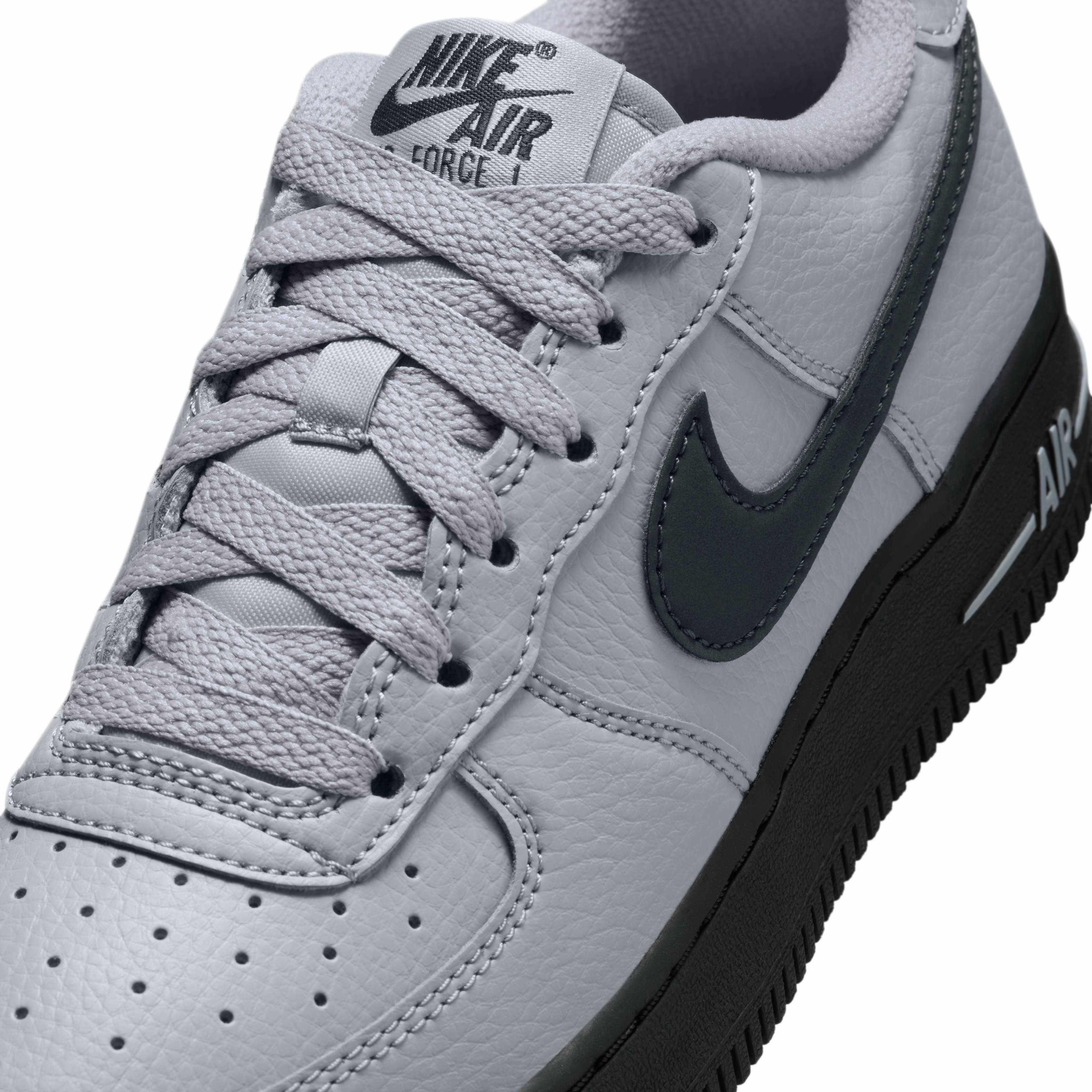 Nike Air Force 1 "Wolf Grey/Dark Smoke Grey" Grade School Boys' Shoe - GREY/DK GREY Thumbnail View 7