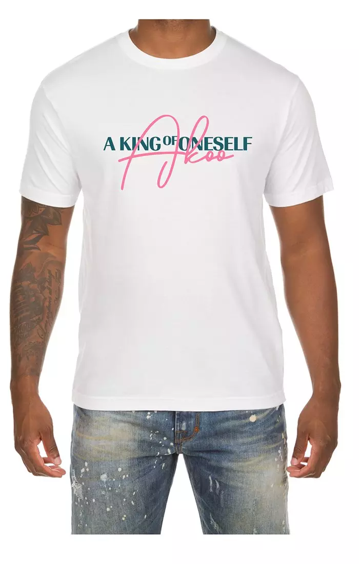 AKOO Men's Couture Short Sleeve Graphic Tee - White - WHITE