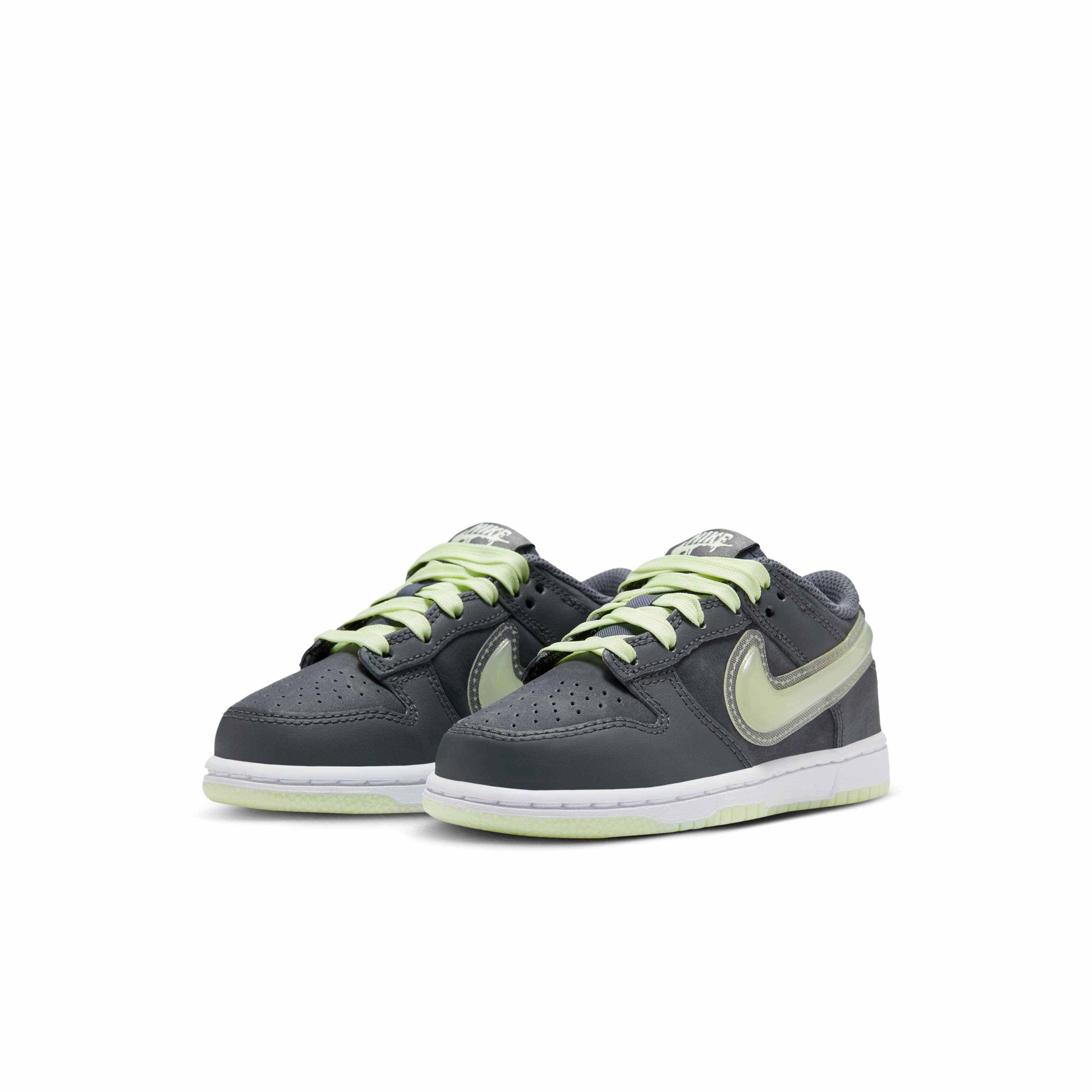 Nike Dunk Low "Iron Grey/Lime Ice/White/Cool Grey" Preschool Boys' Shoe - GREY/LIME/WHITE/GREY Thumbnail View 3