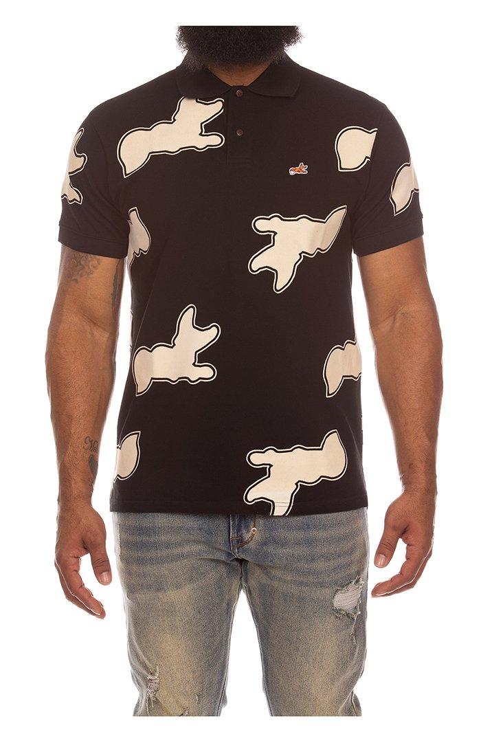 AKOO Men's Snobby Pattern Polo - BLACK Thumbnail View 1