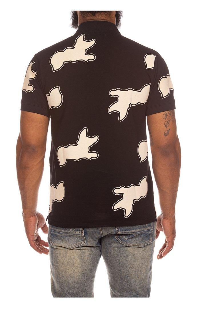 AKOO Men's Snobby Pattern Polo - BLACK Thumbnail View 2