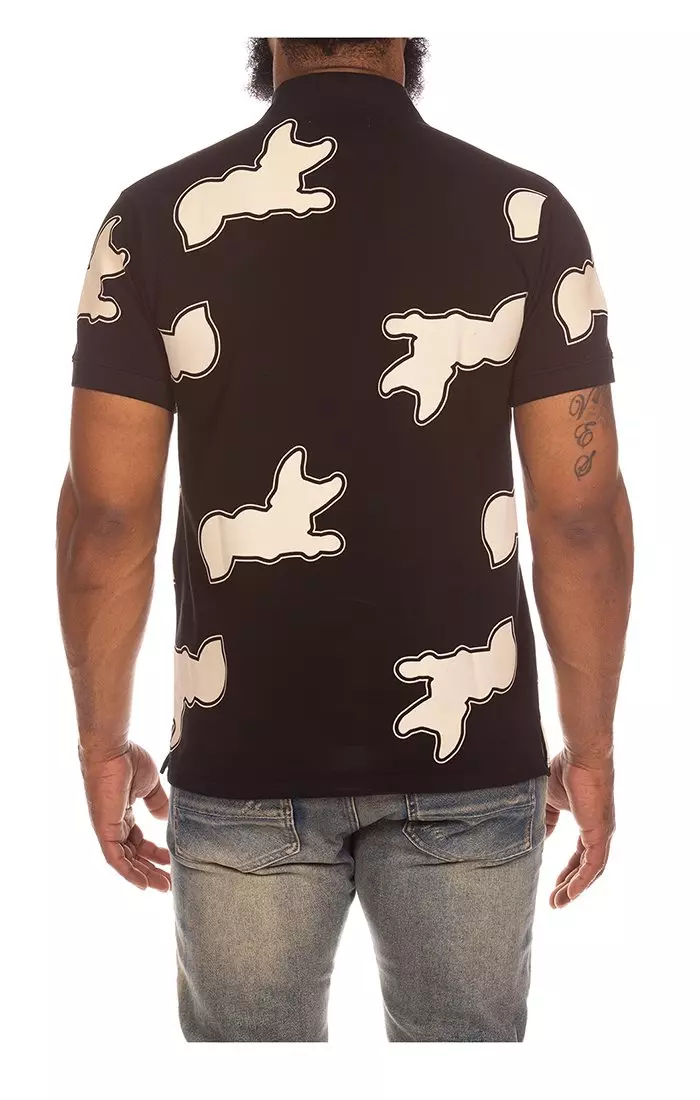 AKOO Men's Snobby Pattern Polo - BLACK