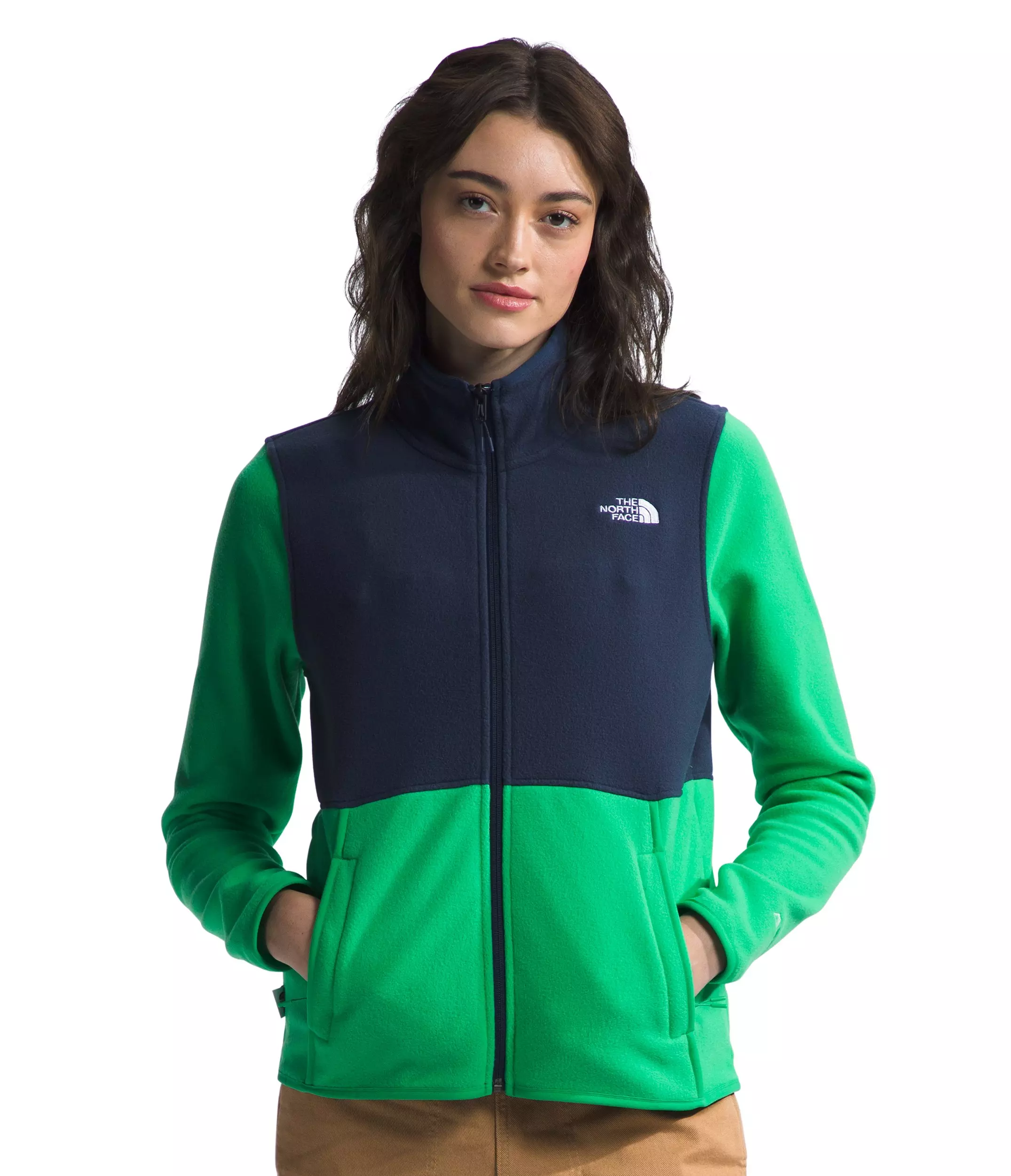 The North Face Women's Alpine Polartec 100 Jacket - Navy/Green - NAVY/GREEN