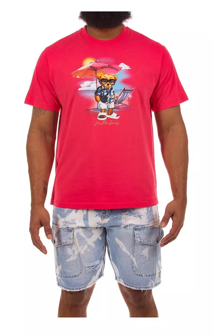 Hustle Gang Men's Boat Shoes Short Sleeve T-Shirt - Azalea - AZALEA