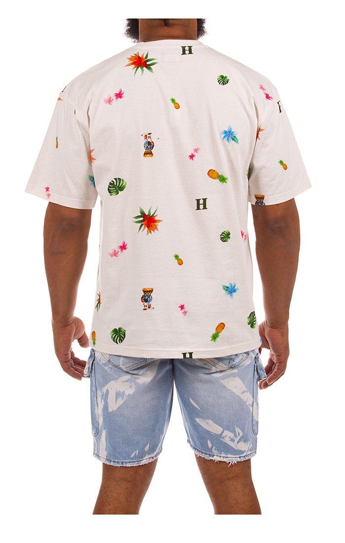 Hustle Gang Men's Pineapple Leaves Short Sleeve T-Shirt - White - WHITE Thumbnail View 2