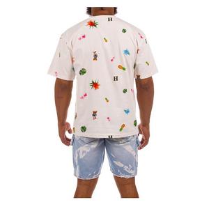 Hustle Gang Men's Pineapple Leaves Short Sleeve T-Shirt - White
