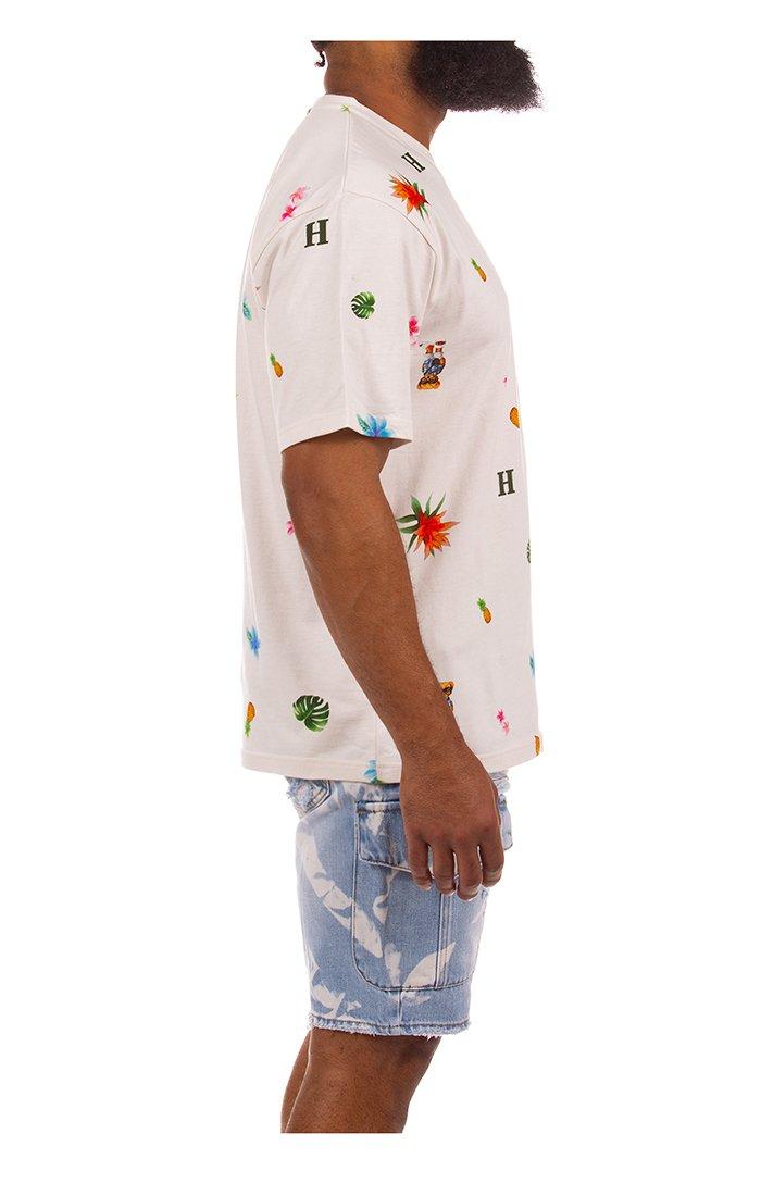 Hustle Gang Men's Pineapple Leaves Short Sleeve T-Shirt - White - WHITE Thumbnail View 3