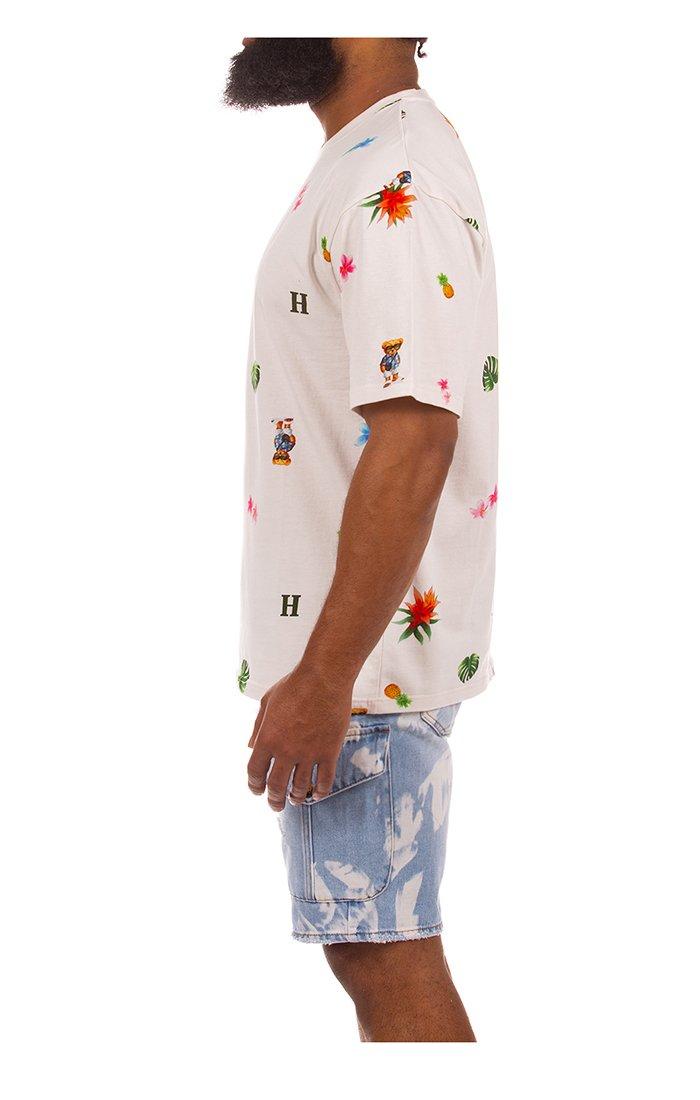 Hustle Gang Men's Pineapple Leaves Short Sleeve T-Shirt - White - WHITE Thumbnail View 4