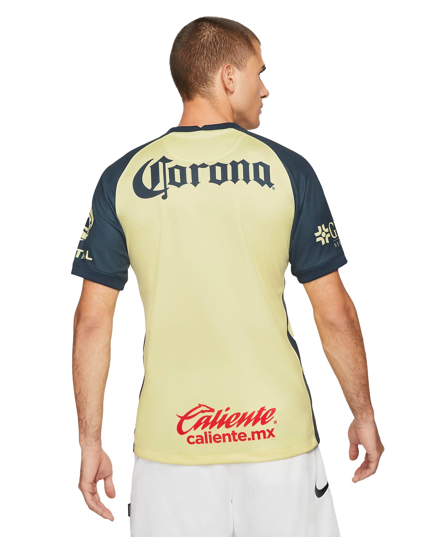 Nike Men's Club America 2021/22 Stadium Home Soccer Jersey - YELLOW Thumbnail View 2