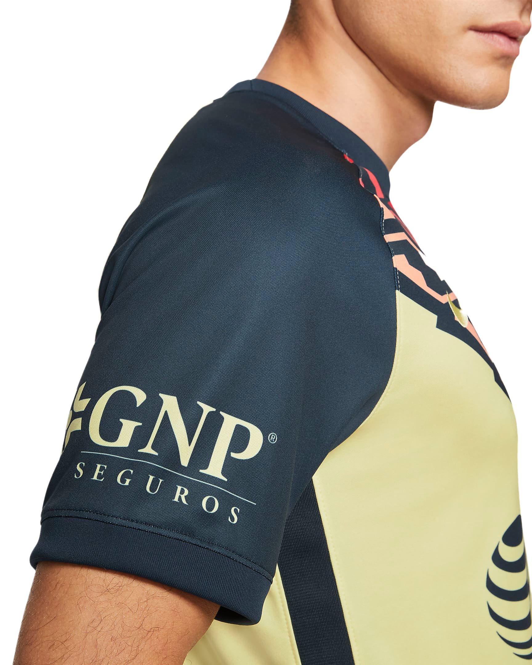 Nike Men's Club America 2021/22 Stadium Home Soccer Jersey - YELLOW Thumbnail View 4