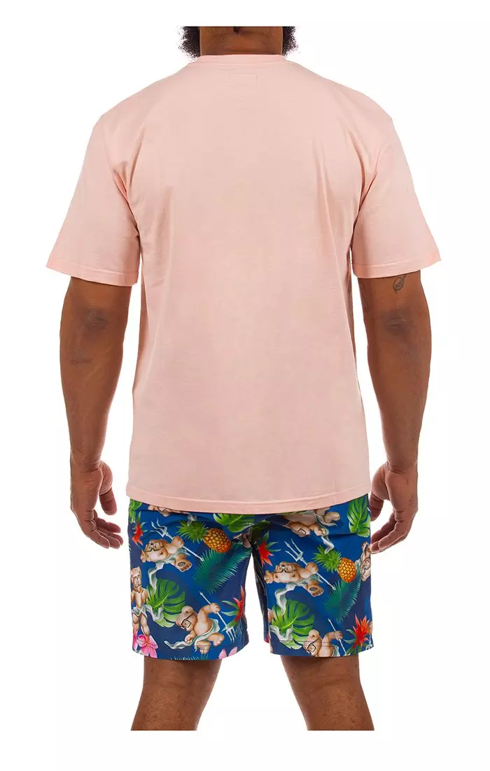 Hustle Gang Men's Trident Bear Short Sleeve T-Shirt - LT PINK