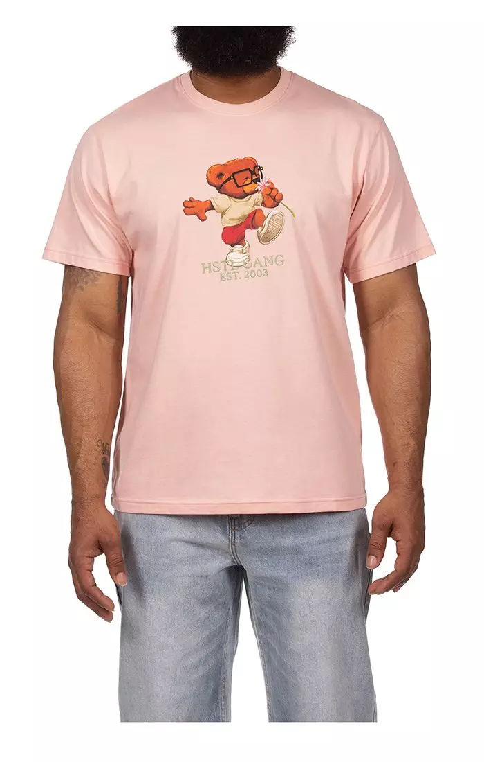 Hustle Gang Men's Whiffs Short Sleeve T-Shirt - LT PINK