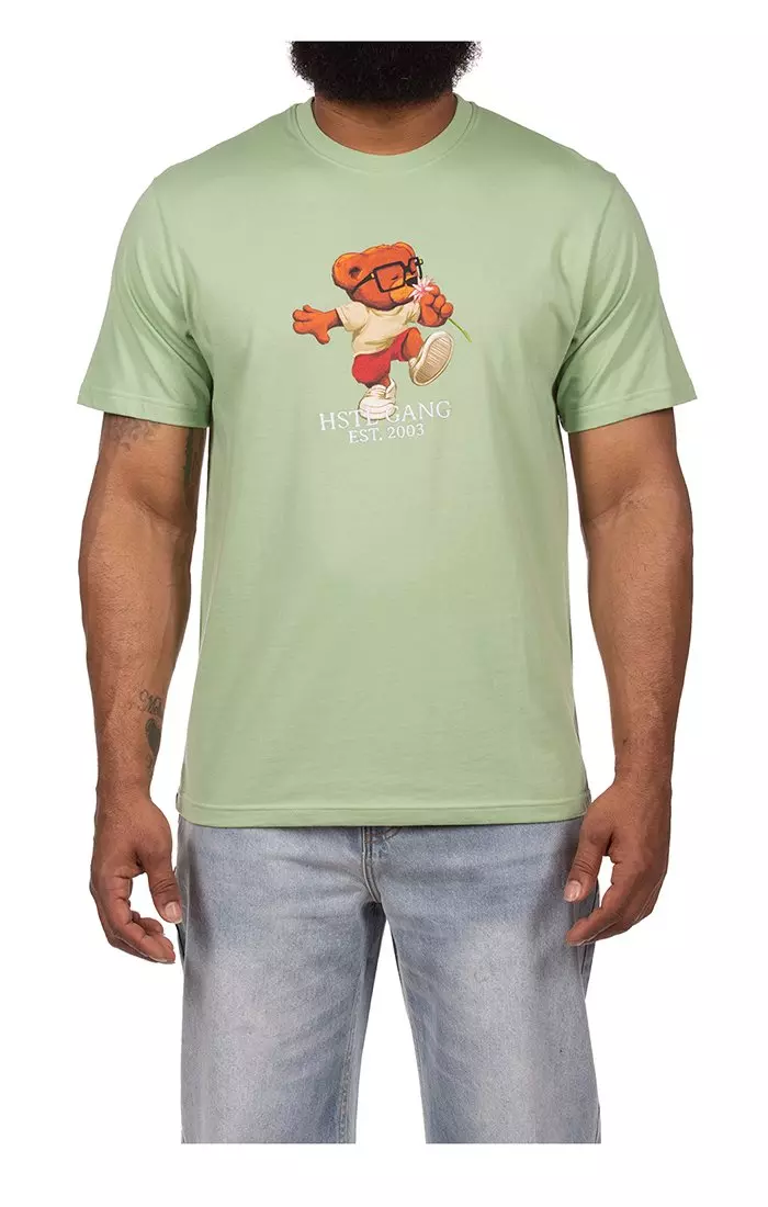 Hustle Gang Men's Whiffs Short Sleeve T-Shirt - GREEN