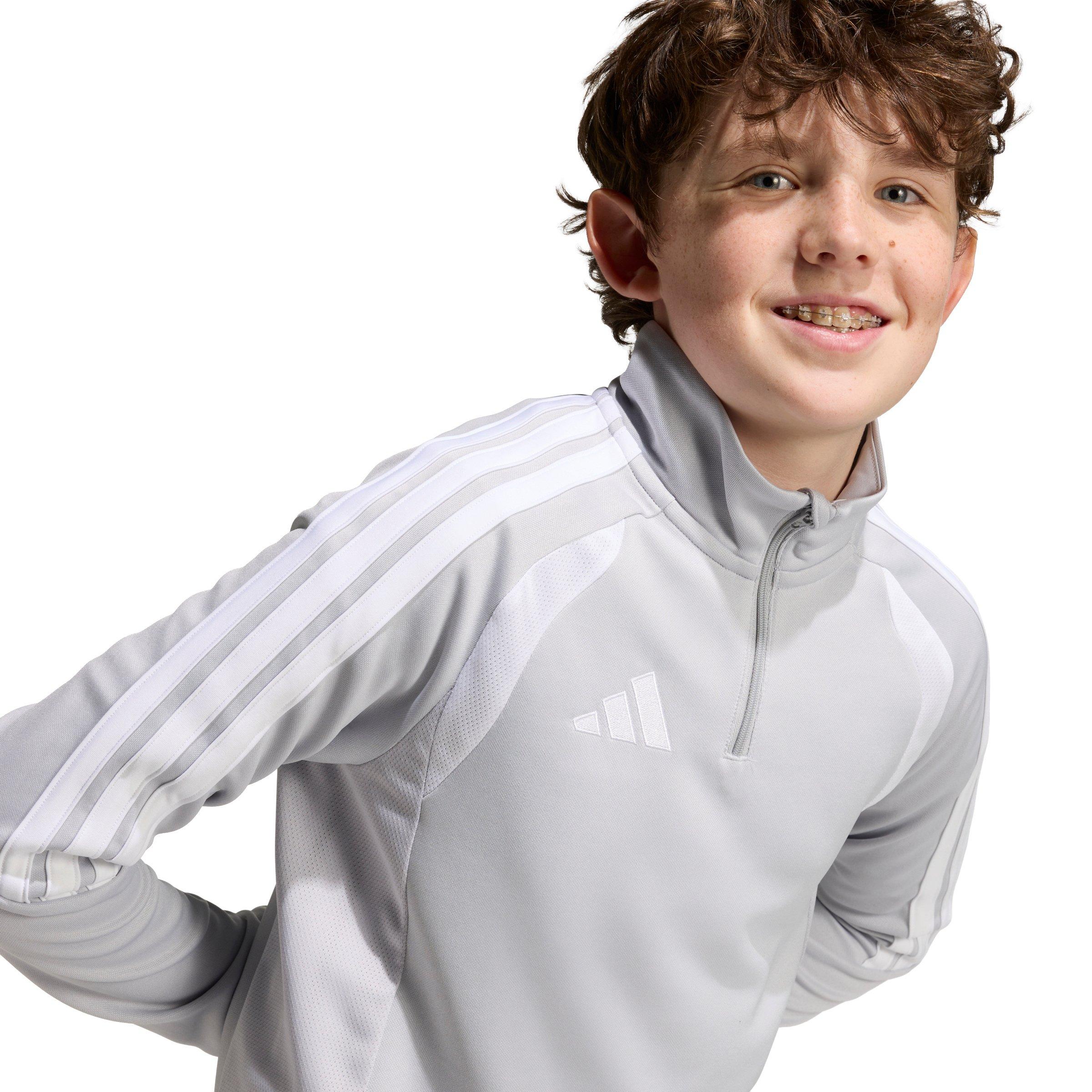adidas Big Boys' Tiro 26 League Soccer Training Top - Light Grey/White - LT GREY/WHITE