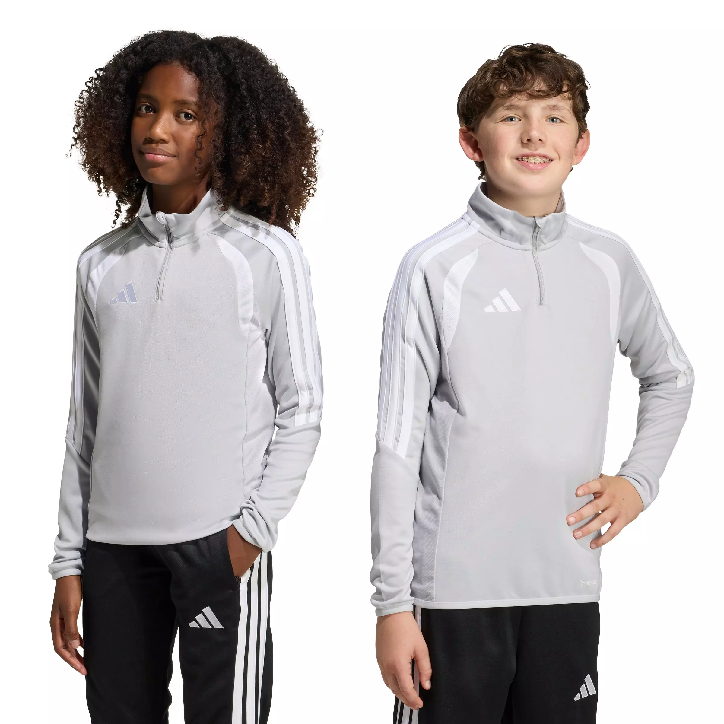 adidas Big Boys' Tiro 26 League Soccer Training Top - Light Grey/White - LT GREY/WHITE