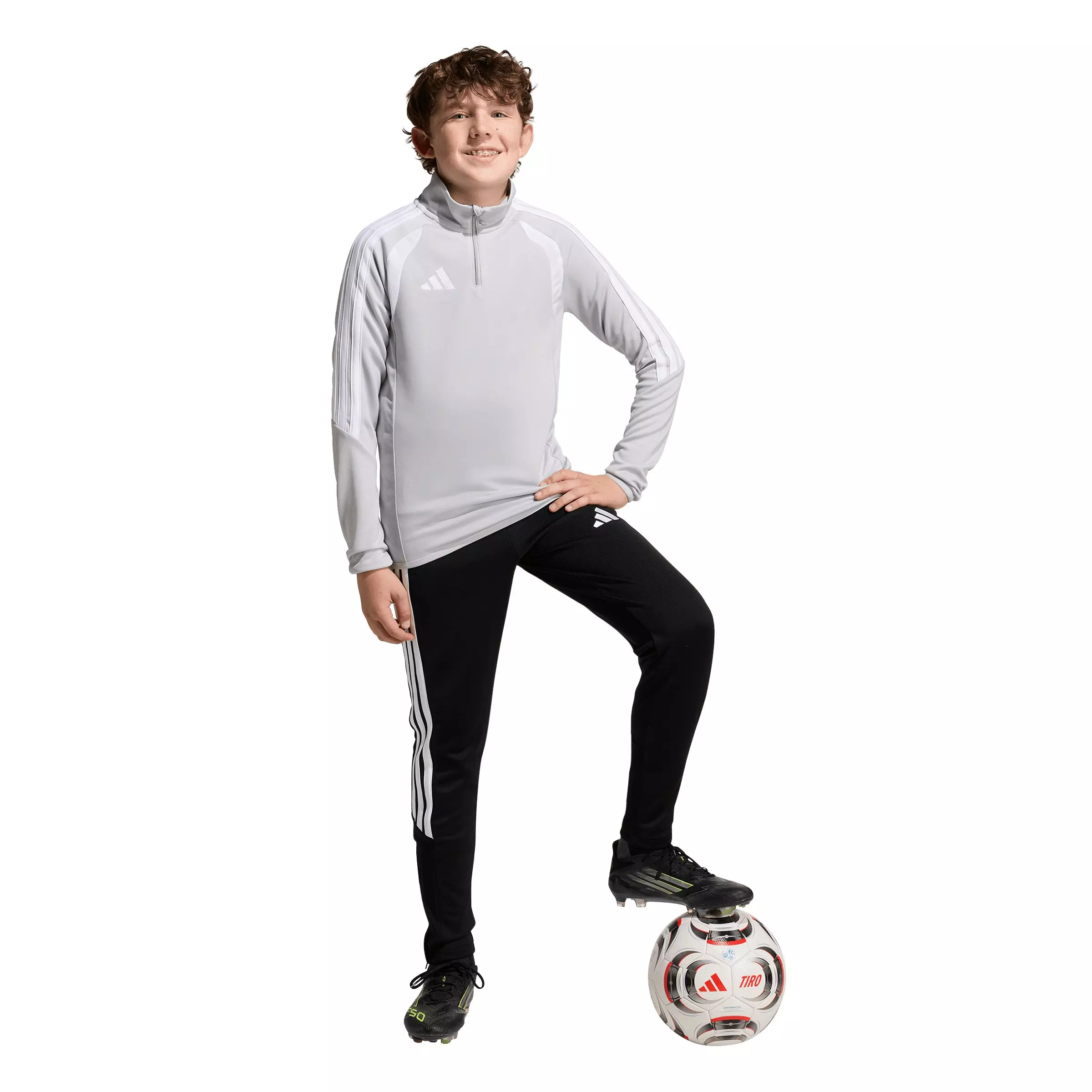 adidas Big Boys' Tiro 26 League Soccer Training Top - Light Grey/White - LT GREY/WHITE