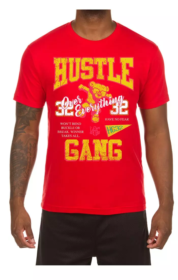 Hustle Gang Men's Jump Out Short Sleeve T-Shirt - RED